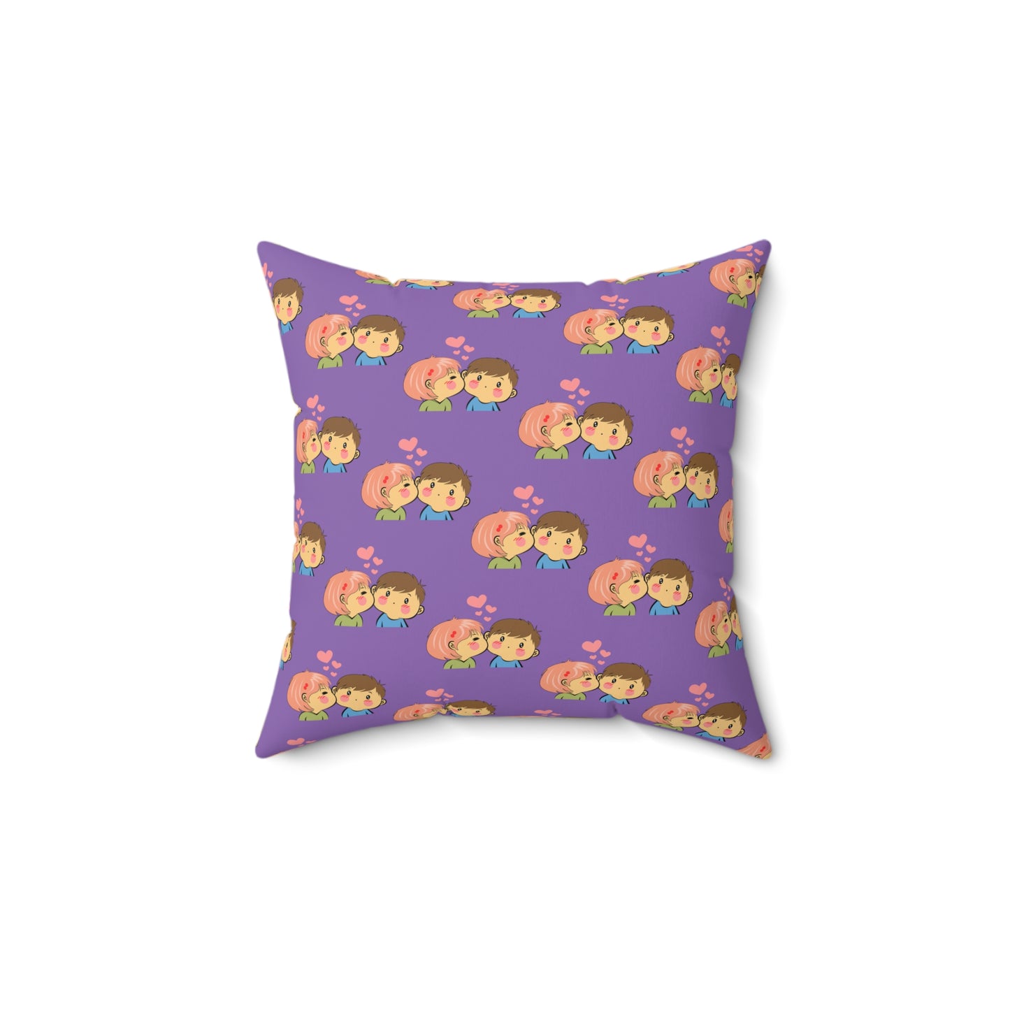 Abrazo de amor: almohada estampada con beso morado