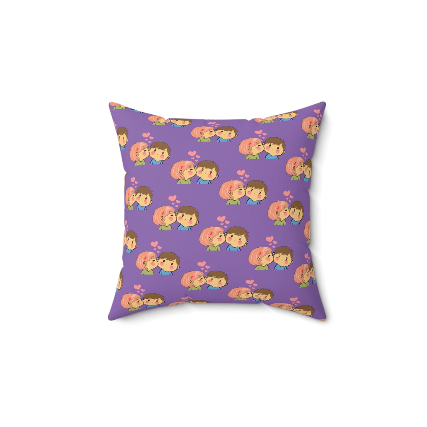 Abrazo de amor: almohada estampada con beso morado