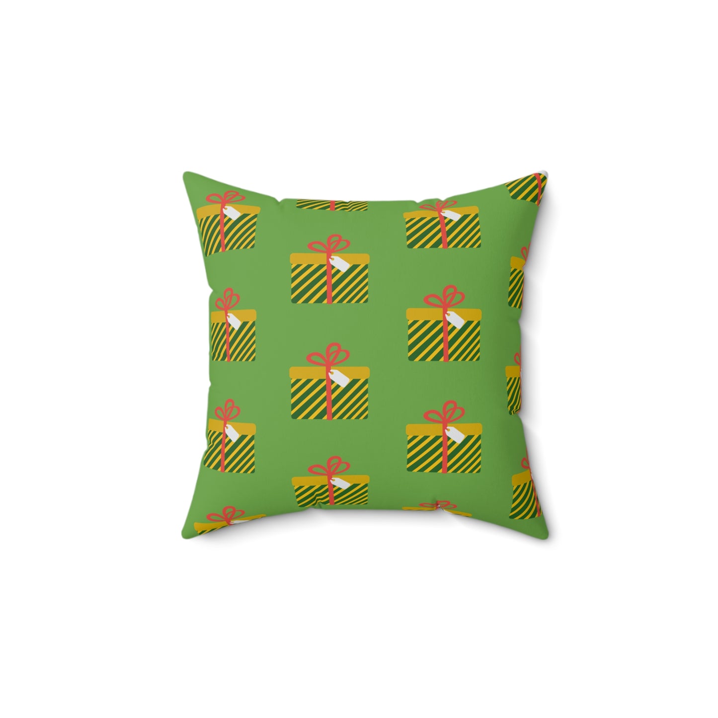 Cojín verde con diseño de regalo de Navidad: decoración alegre para el hogar o la oficina