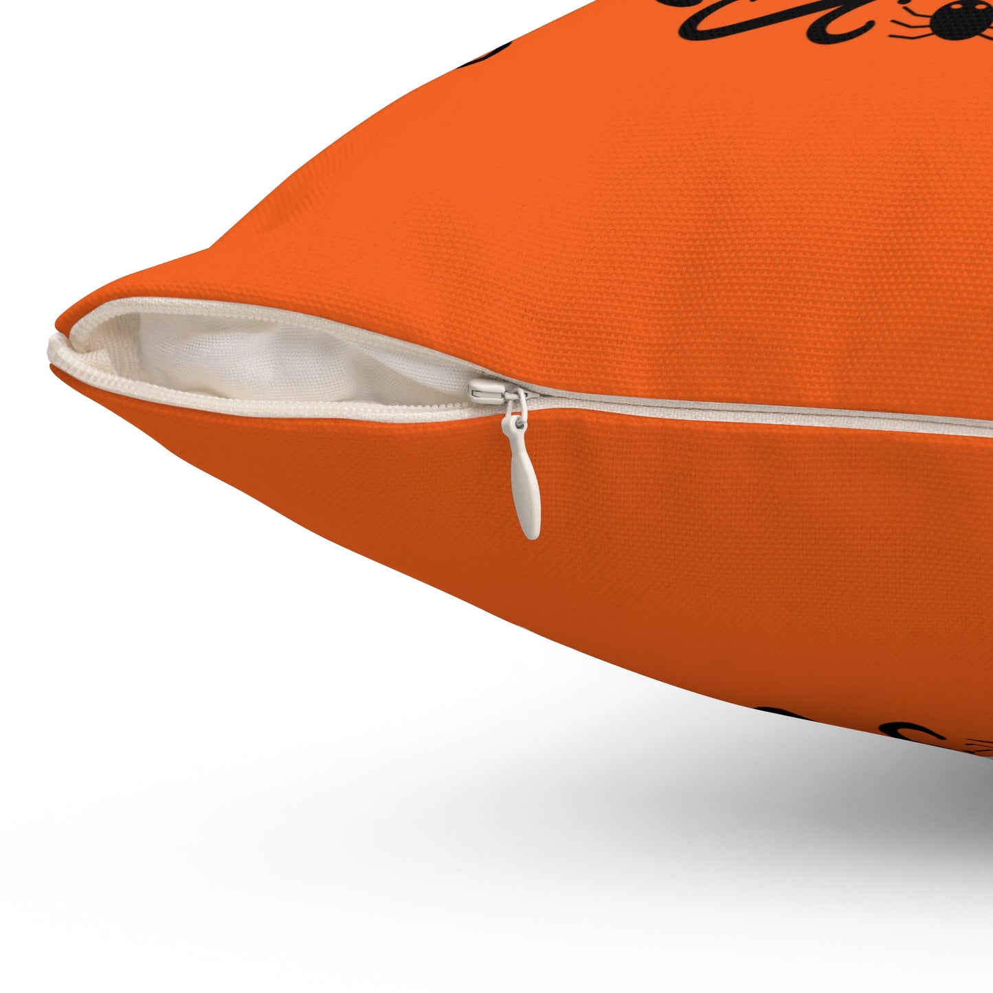 Coussin d'Halloween pour la maison, coussin design Eat Drink And Be Scary, coussin carré orange et noir pour n'importe quelle pièce, 14 x 14 pouces