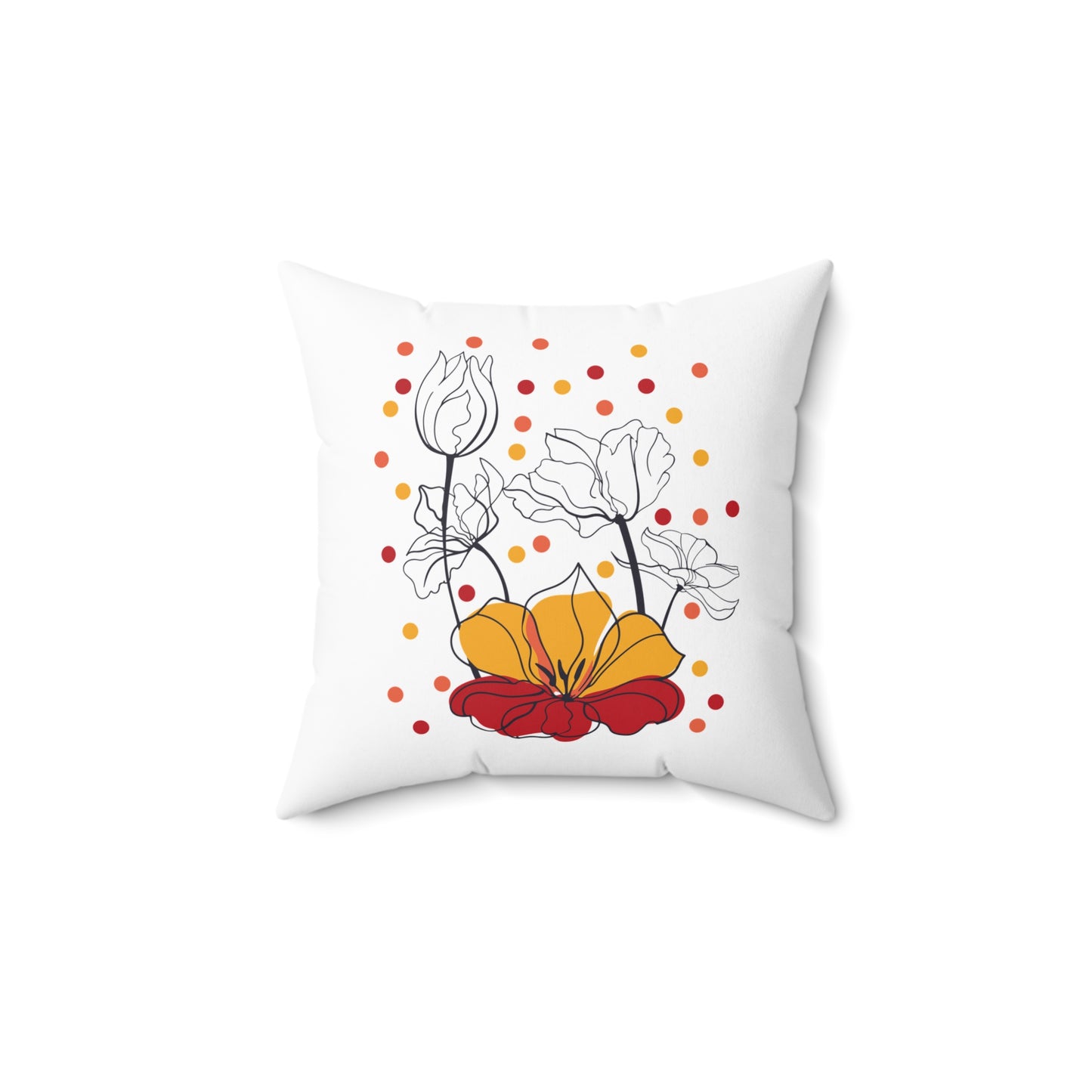 Almohada decorativa con diseño floral para habitación en color blanco, almohada decorativa con diseño floral, almohada decorativa con diseño floral naranja, almohada de poliéster con inserto
