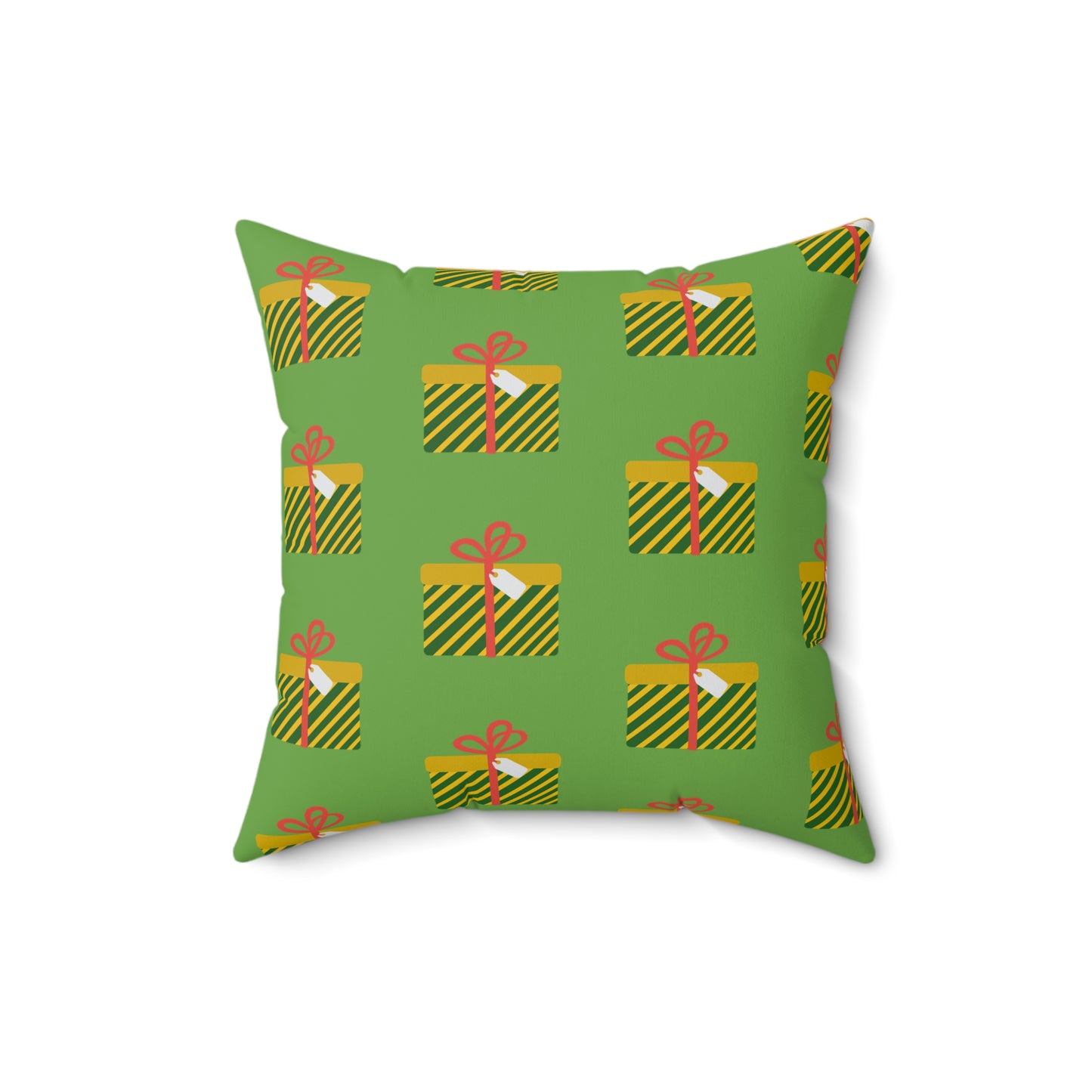 Cojín verde con diseño de regalo de Navidad: decoración alegre para el hogar o la oficina