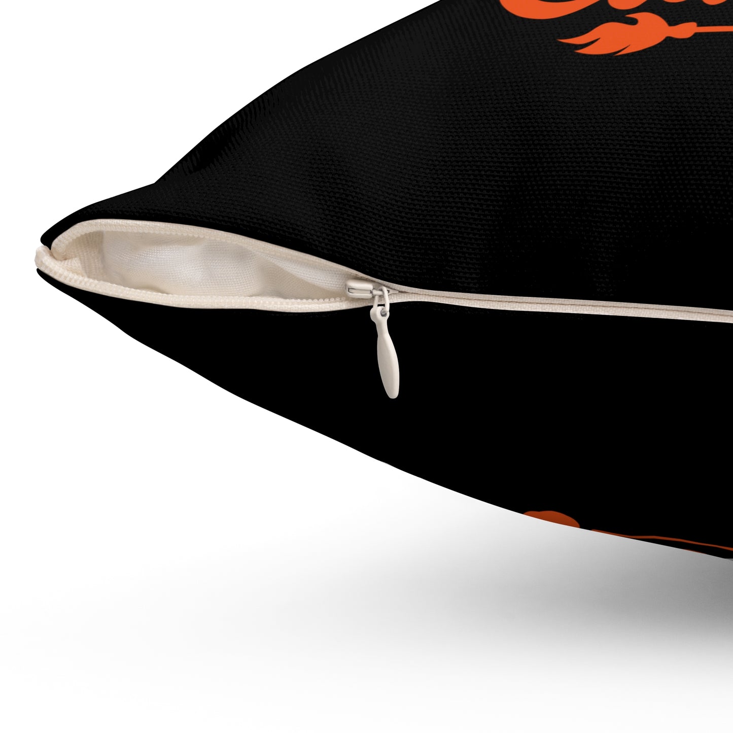 Halloween Witch Way To The Candy, Coussin décoratif d'Halloween, Coussins décoratifs d'Halloween en polyester, Coussins décoratifs orange et noirs