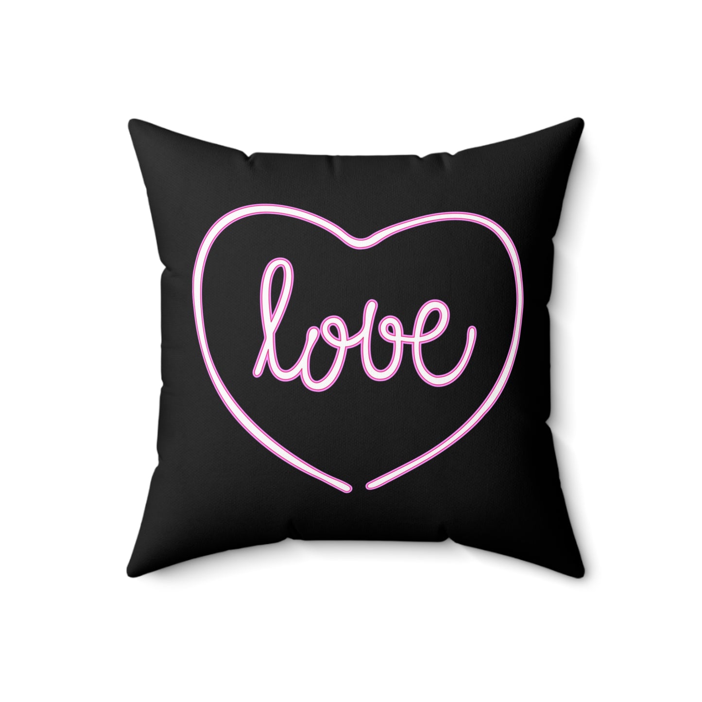 Cojín decorativo negro con latidos del corazón del amor