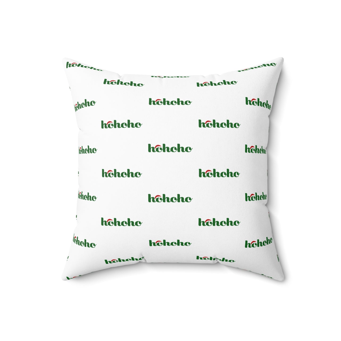 Cojín blanco con estampado festivo HoHoHo: alegría navideña para el hogar o la oficina