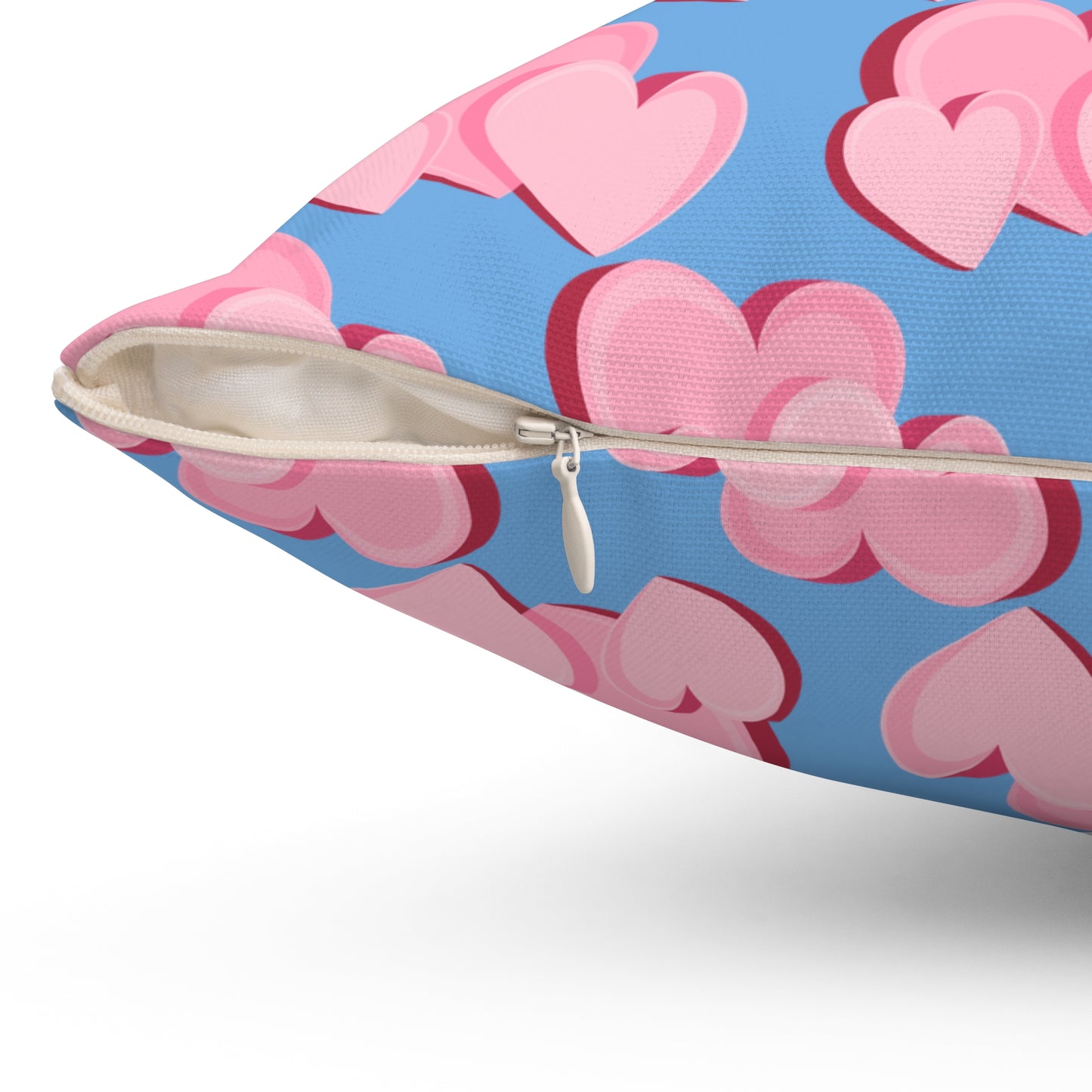 Almohada decorativa azul con triple corazón Bliss