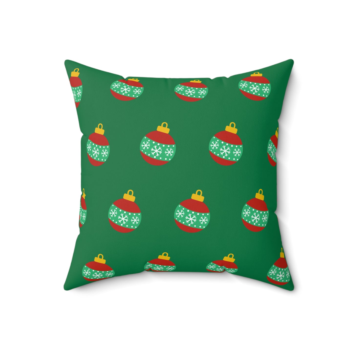 Cojín con diseño de bolas navideñas y alegría navideña: decoración festiva en rojo y verde para el hogar o la oficina