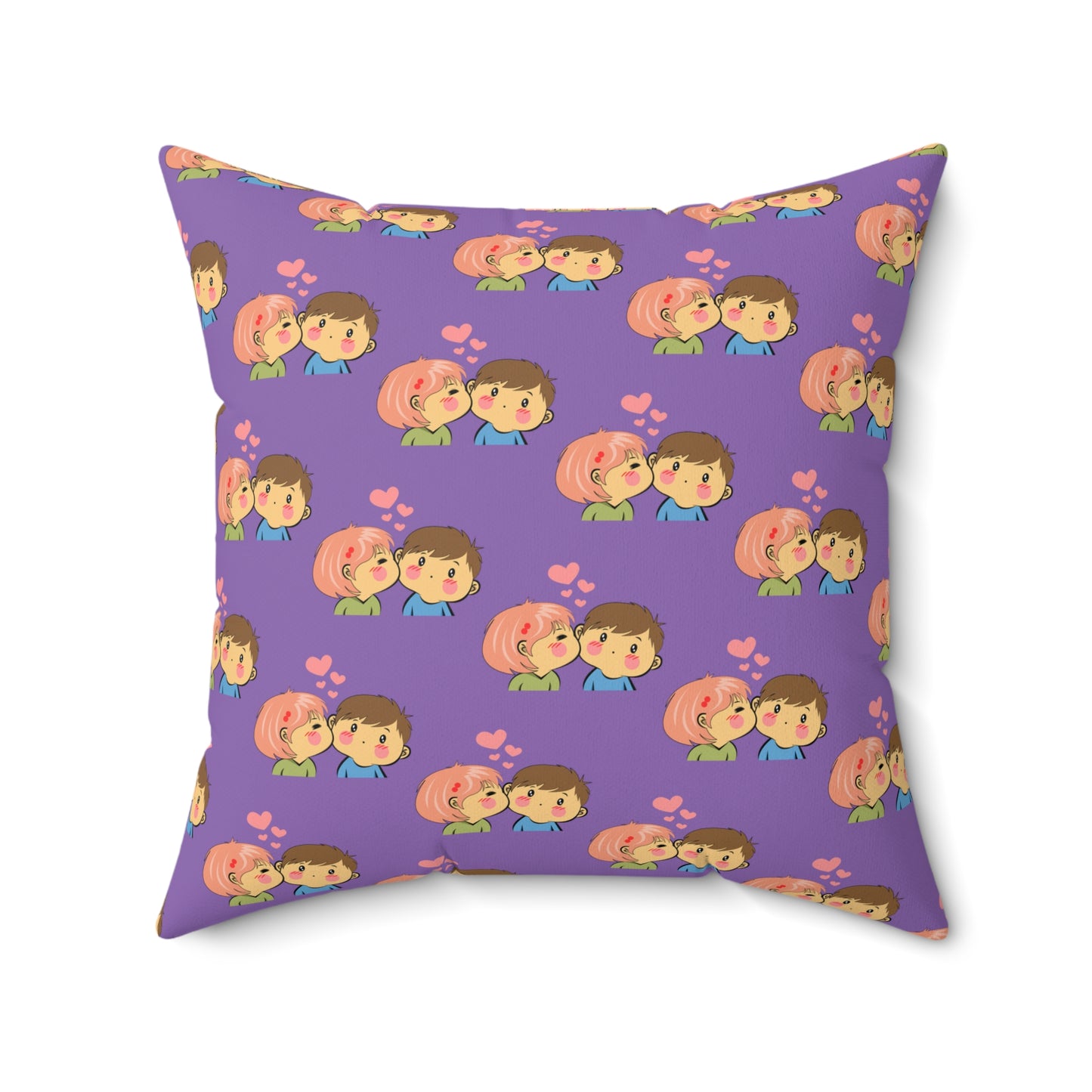 Abrazo de amor: almohada estampada con beso morado