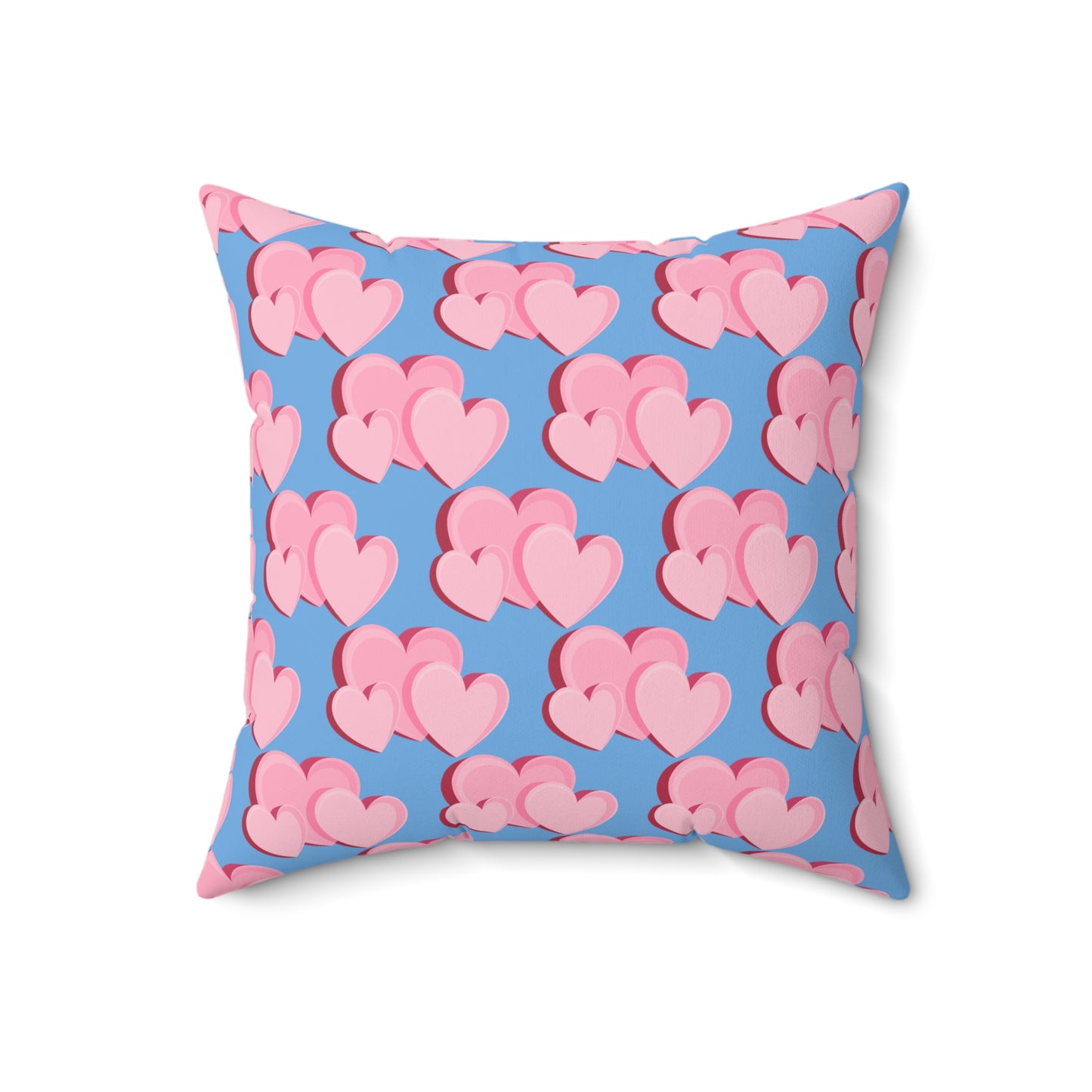 Almohada decorativa azul con triple corazón Bliss