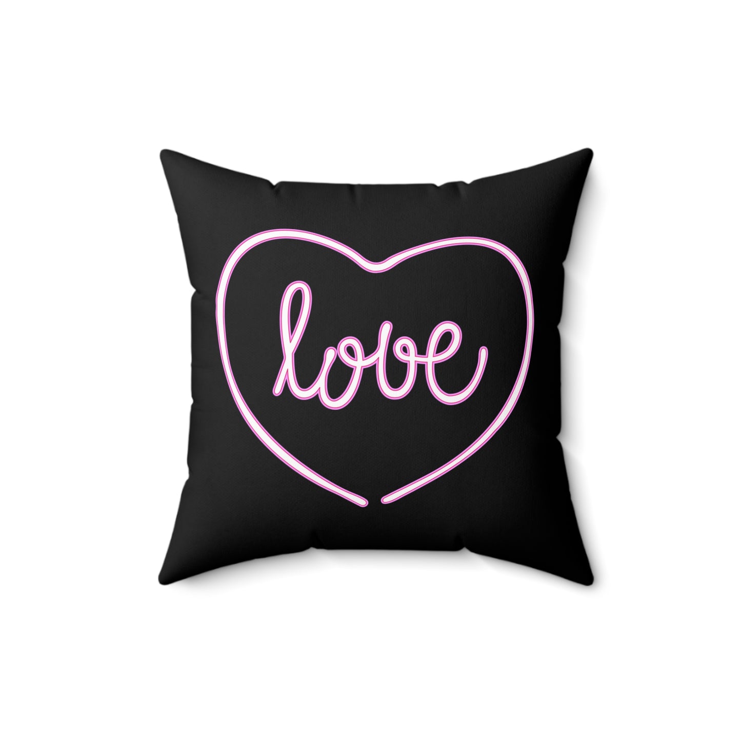 Cojín decorativo negro con latidos del corazón del amor