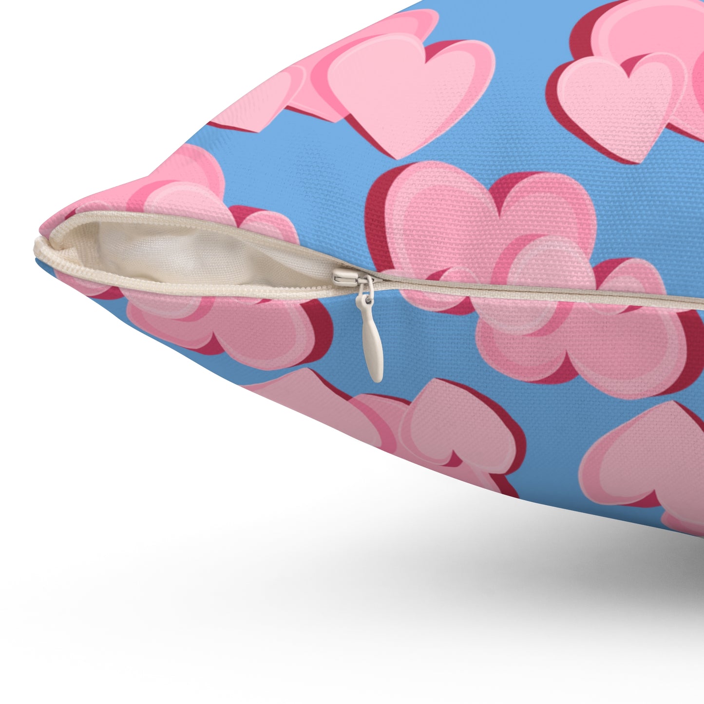 Almohada decorativa azul con triple corazón Bliss