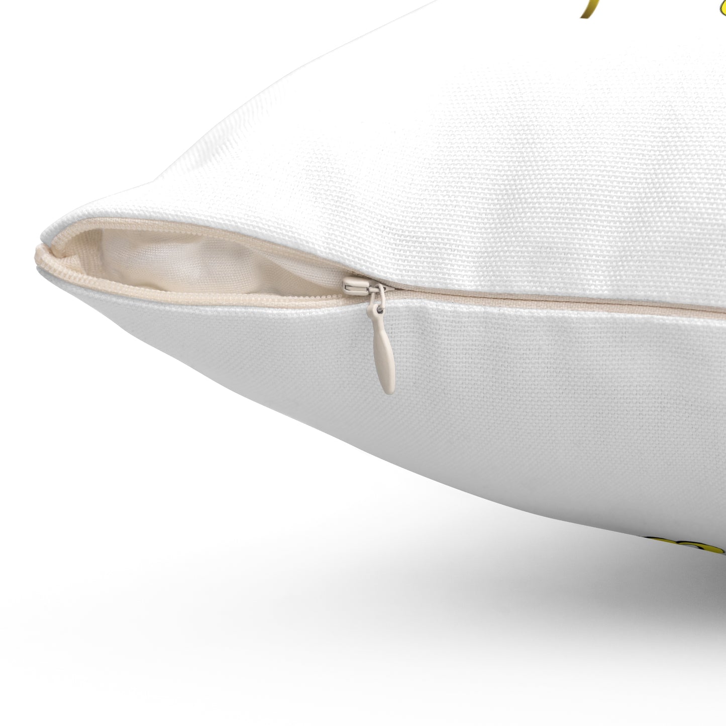 Coussin décoratif blanc élégant « It's A Beautiful Day », coussin de créateur floral de qualité, décoration d'intérieur ou de terrasse, coussin décoratif, 18 x 18 pouces