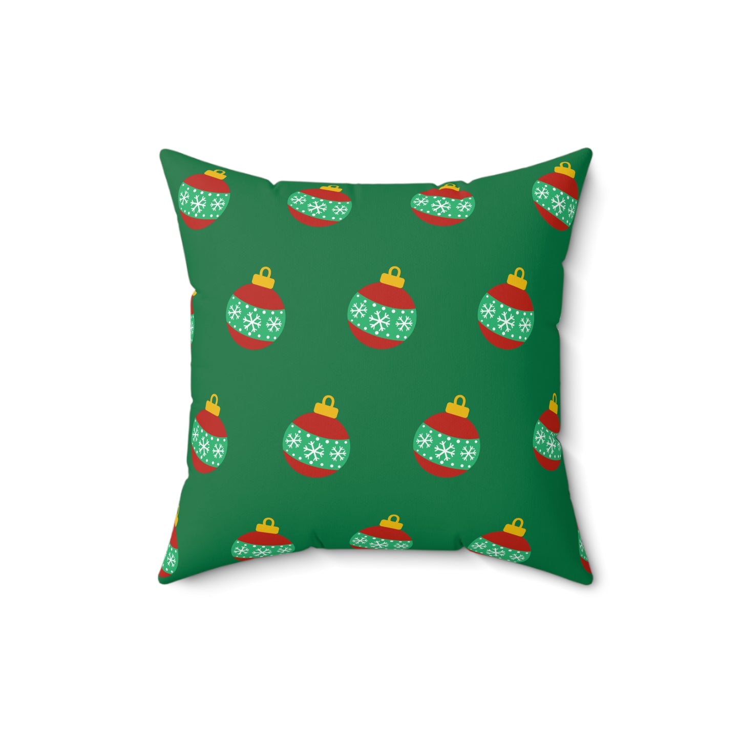 Cojín con diseño de bolas navideñas y alegría navideña: decoración festiva en rojo y verde para el hogar o la oficina
