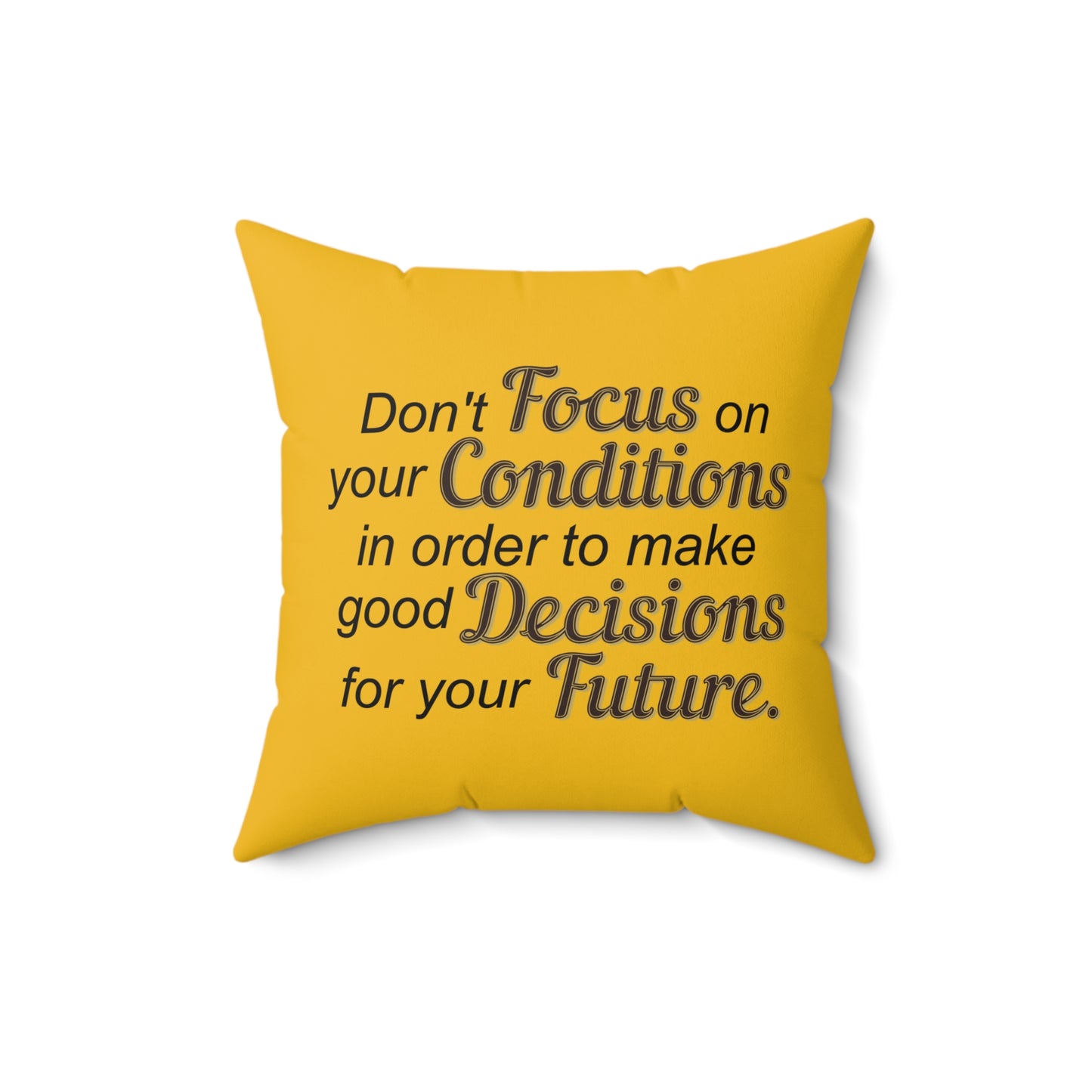 Coussin jaune Sagesse tournée vers l'avenir : inspirez votre voyage
