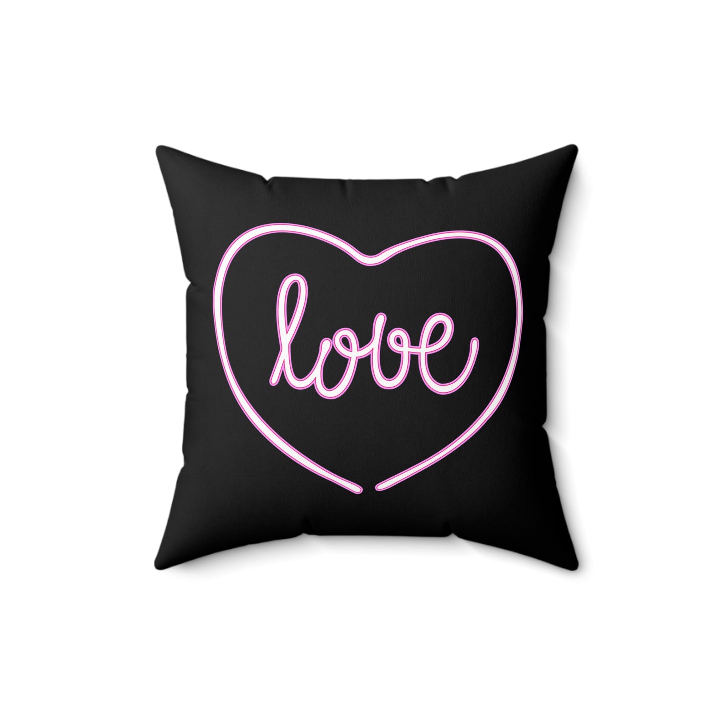 Cojín decorativo negro con latidos del corazón del amor