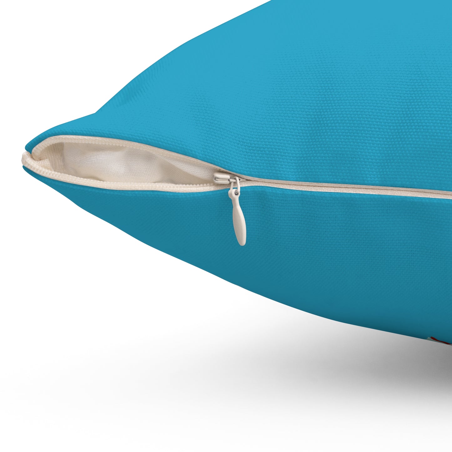 Almohada azul motivacional con motivo de flores y cita inspiradora "La bondad siempre vuelve"