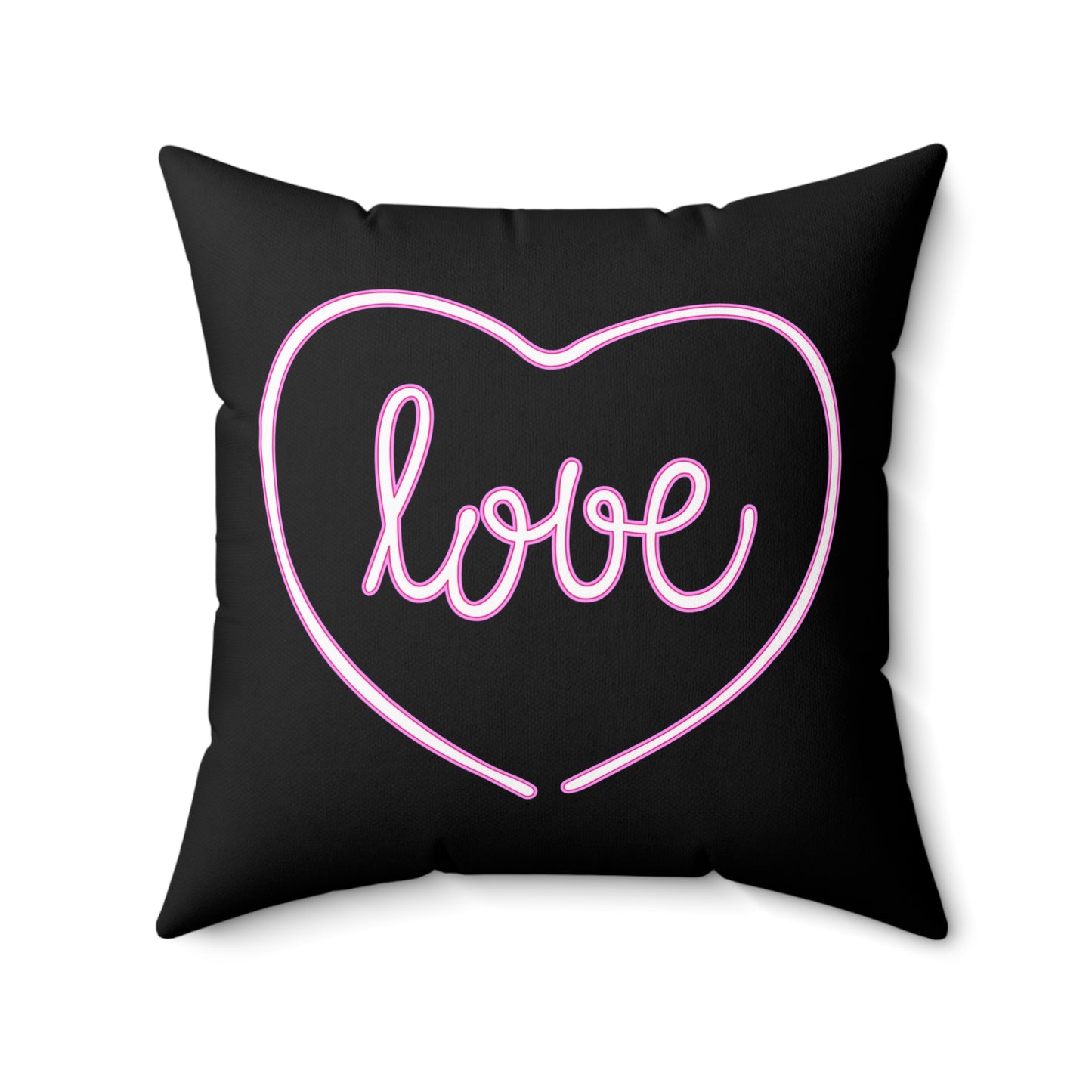 Cojín decorativo negro con latidos del corazón del amor