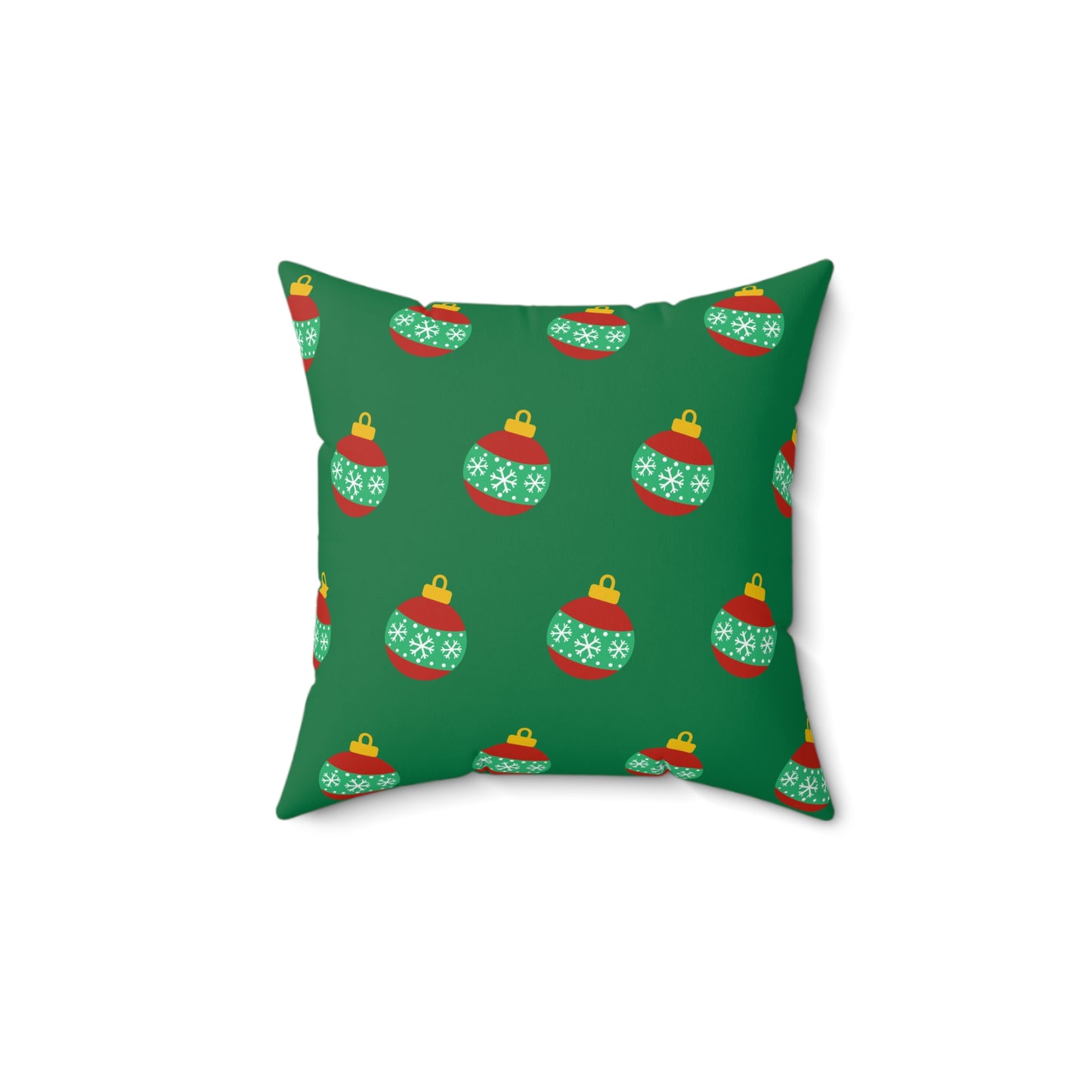 Cojín con diseño de bolas navideñas y alegría navideña: decoración festiva en rojo y verde para el hogar o la oficina