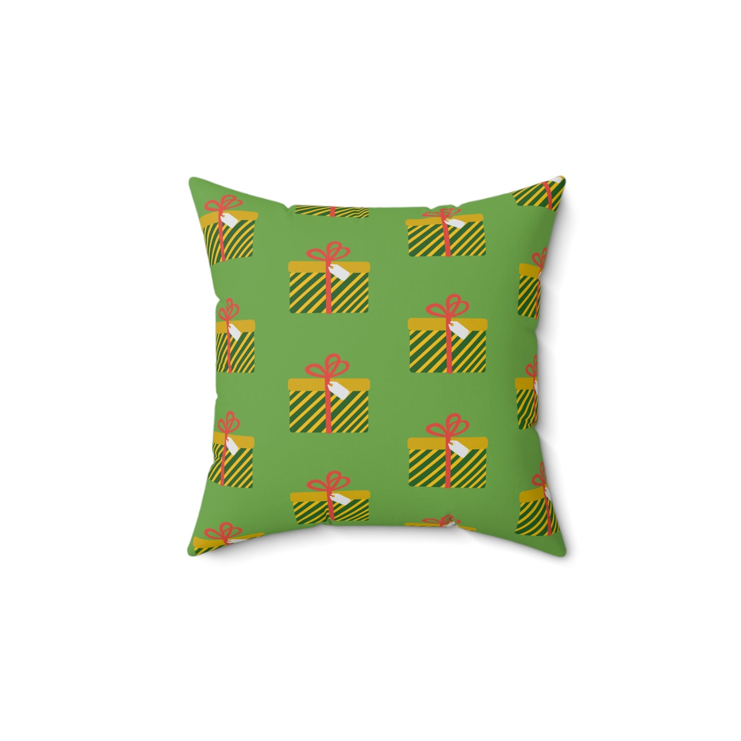 Cojín verde con diseño de regalo de Navidad: decoración alegre para el hogar o la oficina