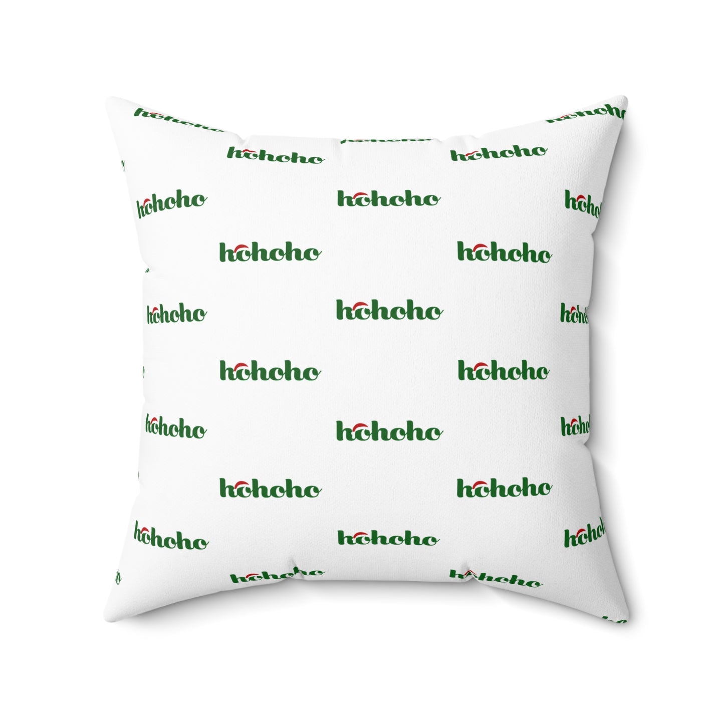 Cojín blanco con estampado festivo HoHoHo: alegría navideña para el hogar o la oficina