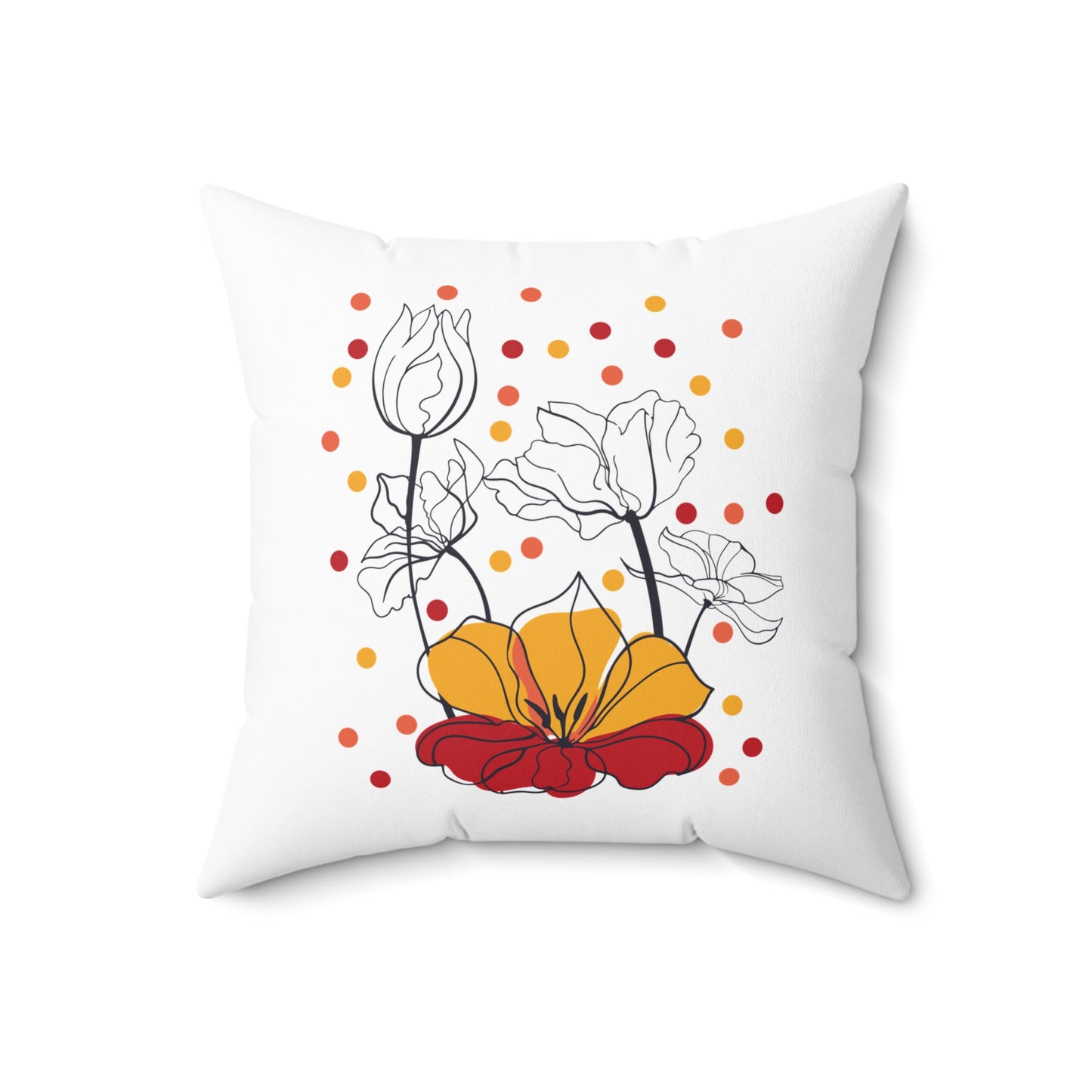 Almohada decorativa con diseño floral para habitación en color blanco, almohada decorativa con diseño floral, almohada decorativa con diseño floral naranja, almohada de poliéster con inserto