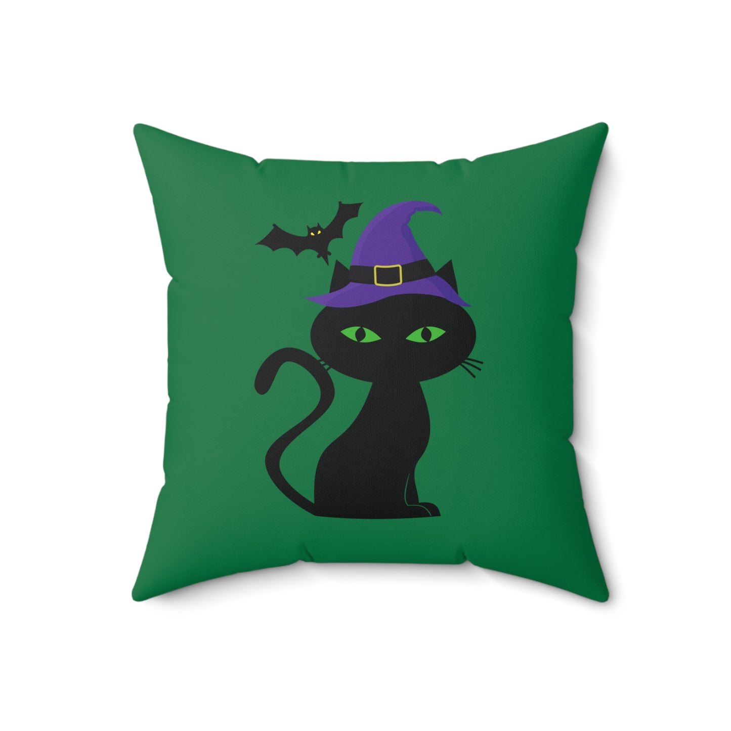 Coussin décoratif vert d'Halloween, décoration de chambre d'Halloween, coussin décoratif effrayant pour chat noir, coussin parfait pour patio, coussin décoratif pour dortoir