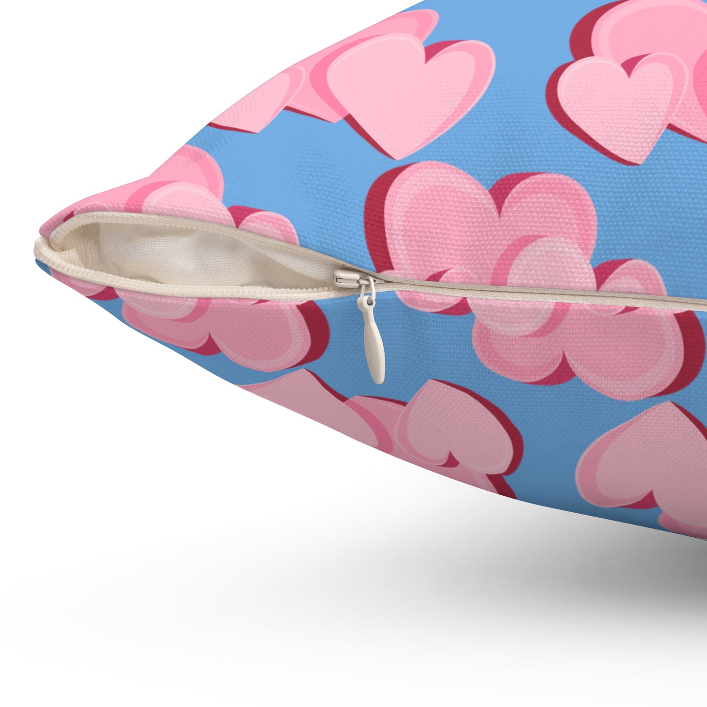 Almohada decorativa azul con triple corazón Bliss