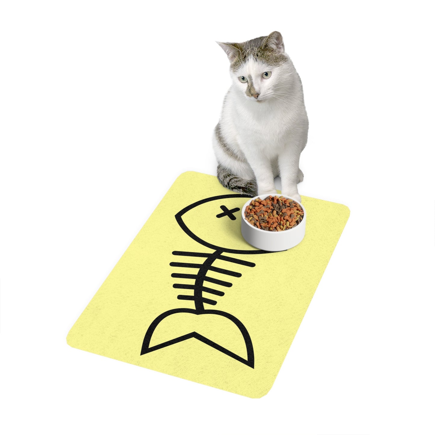 Alfombrilla para comida para mascotas con diseño de espina de pescado de Yellow Delight