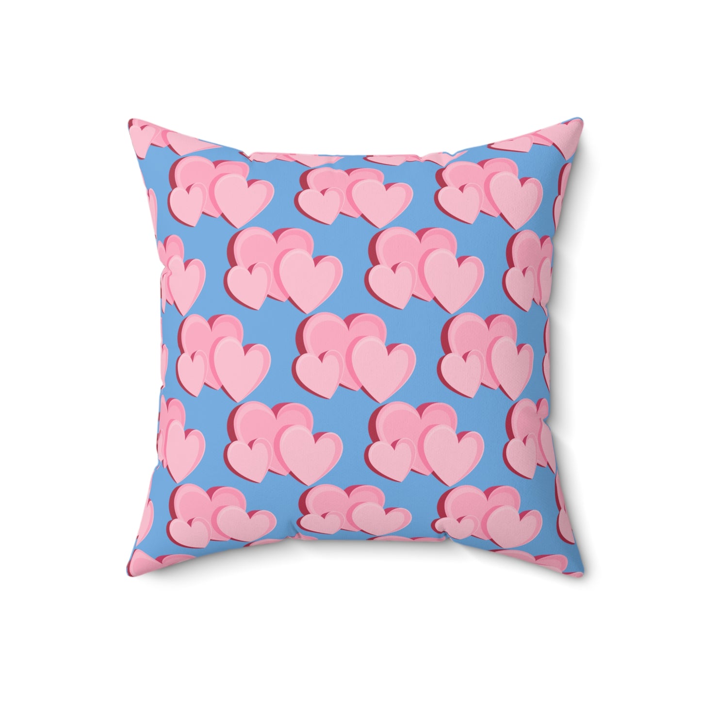 Almohada decorativa azul con triple corazón Bliss