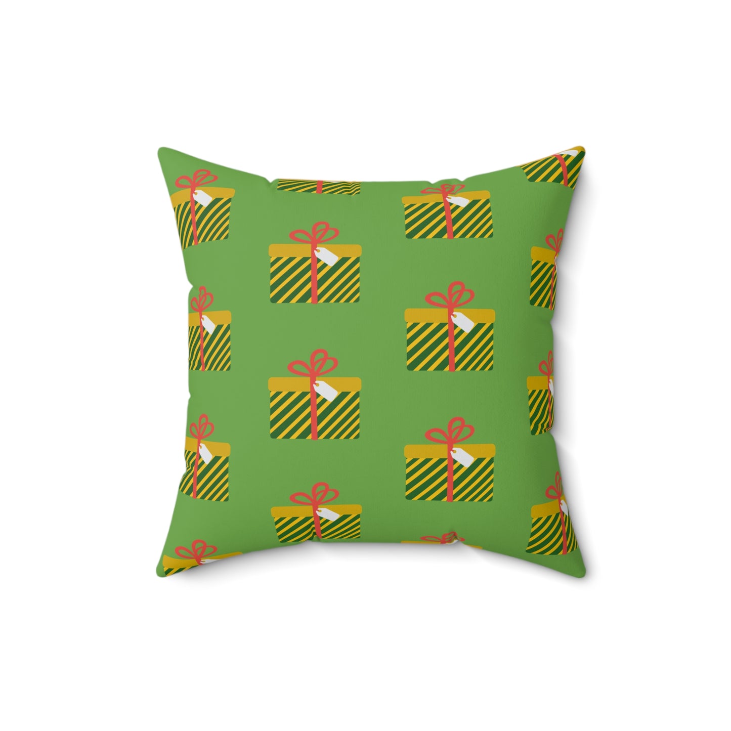 Cojín verde con diseño de regalo de Navidad: decoración alegre para el hogar o la oficina