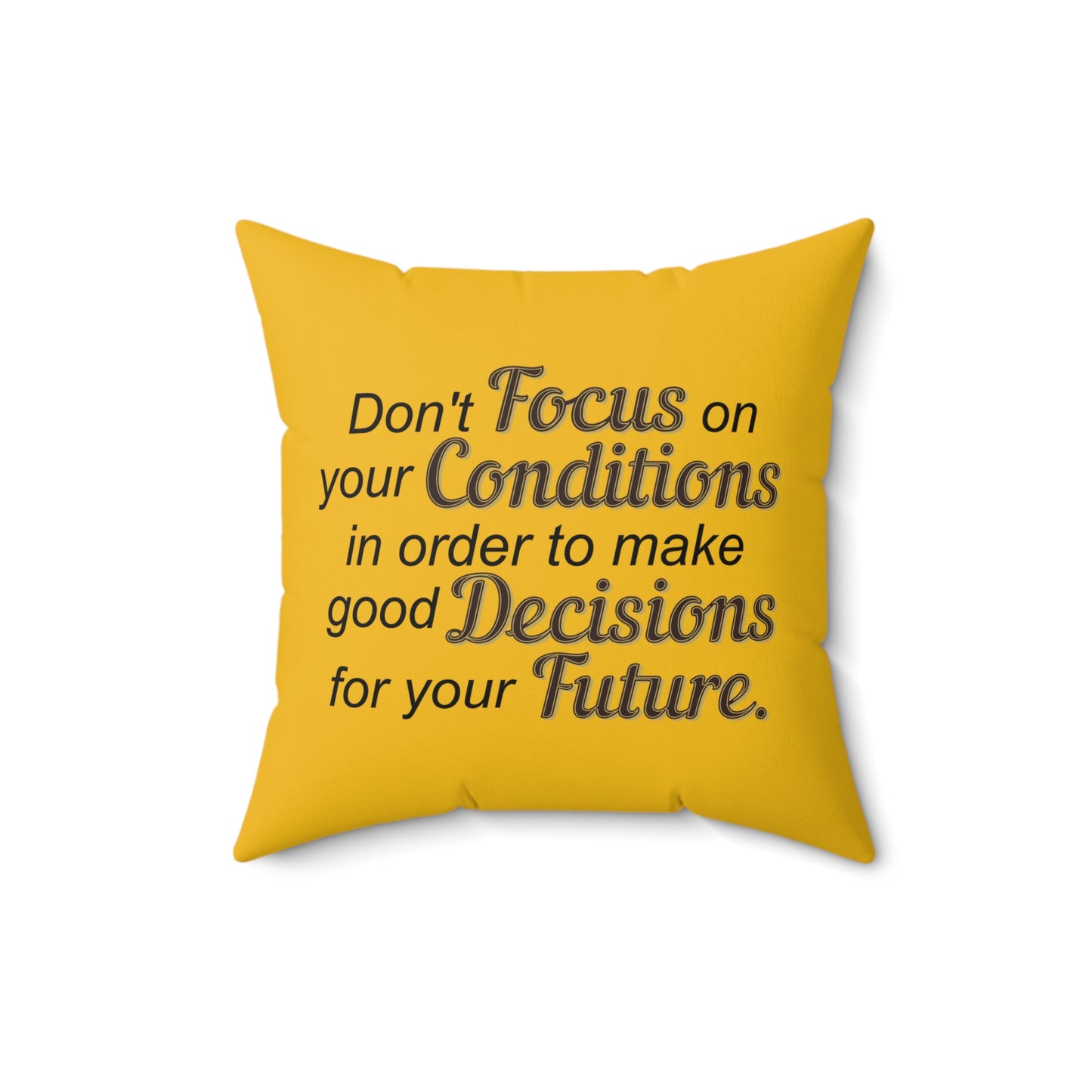 Coussin jaune Sagesse tournée vers l'avenir : inspirez votre voyage