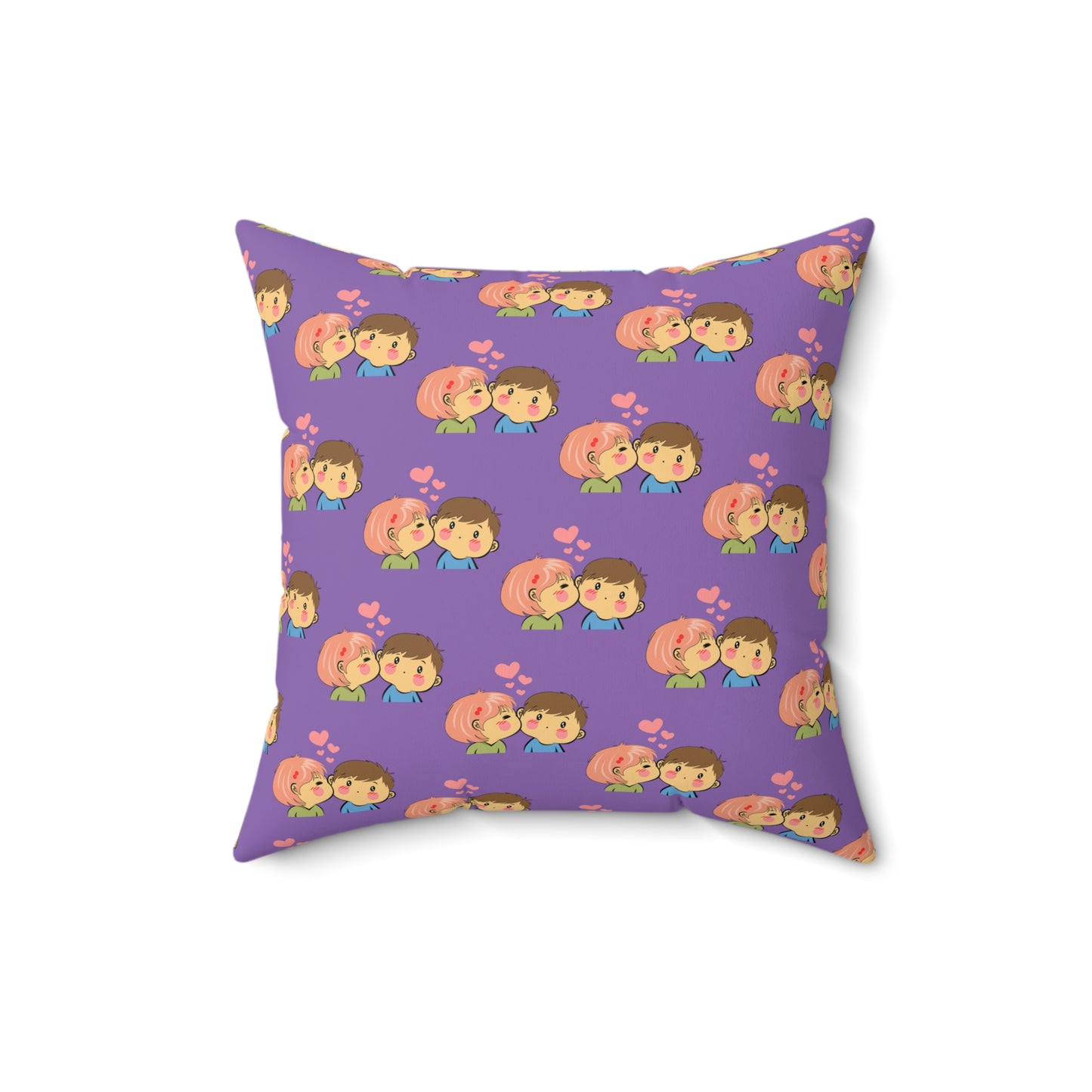 Abrazo de amor: almohada estampada con beso morado