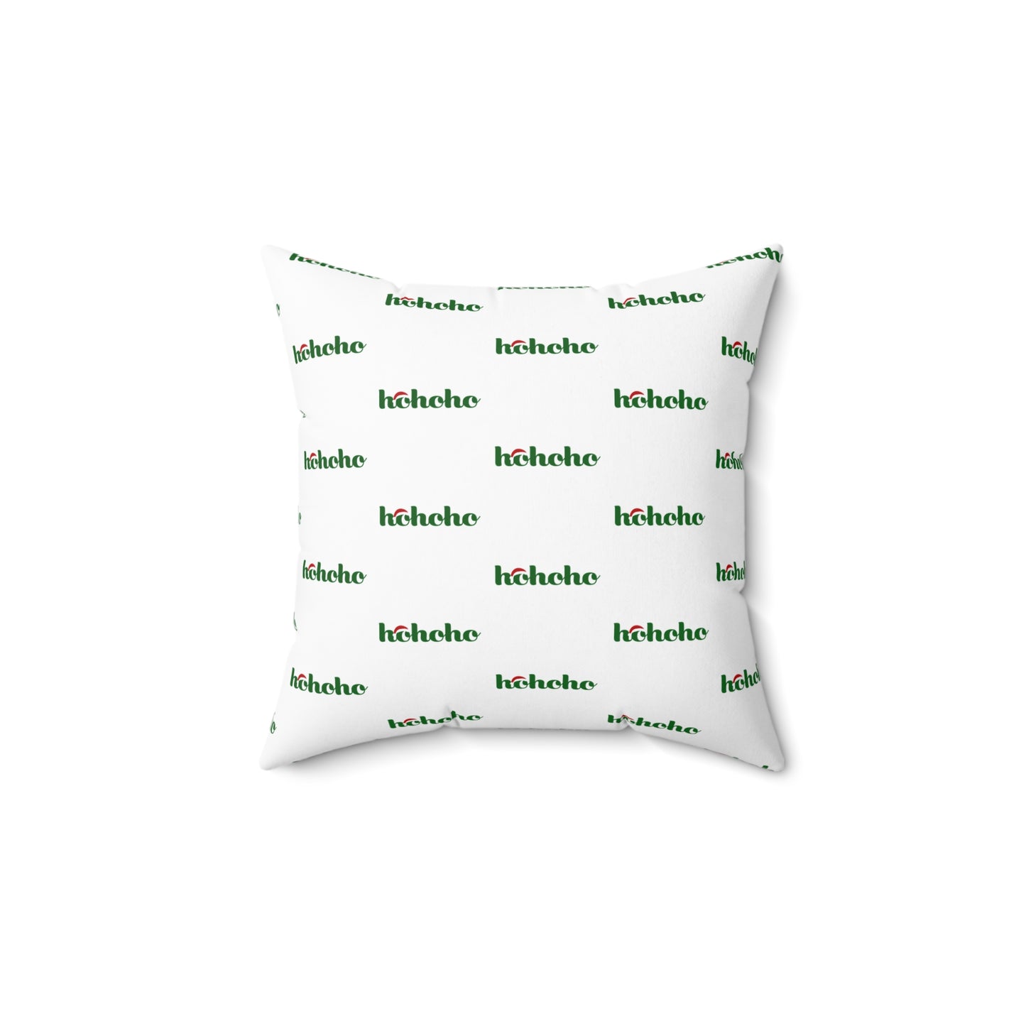 Cojín blanco con estampado festivo HoHoHo: alegría navideña para el hogar o la oficina