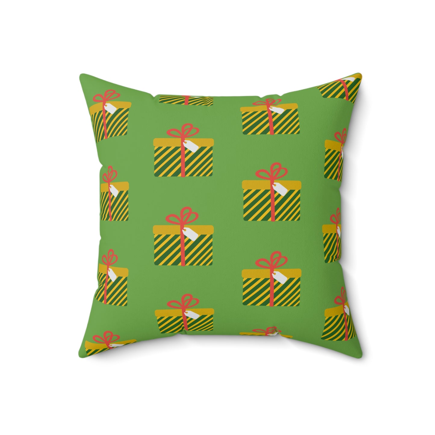 Cojín verde con diseño de regalo de Navidad: decoración alegre para el hogar o la oficina
