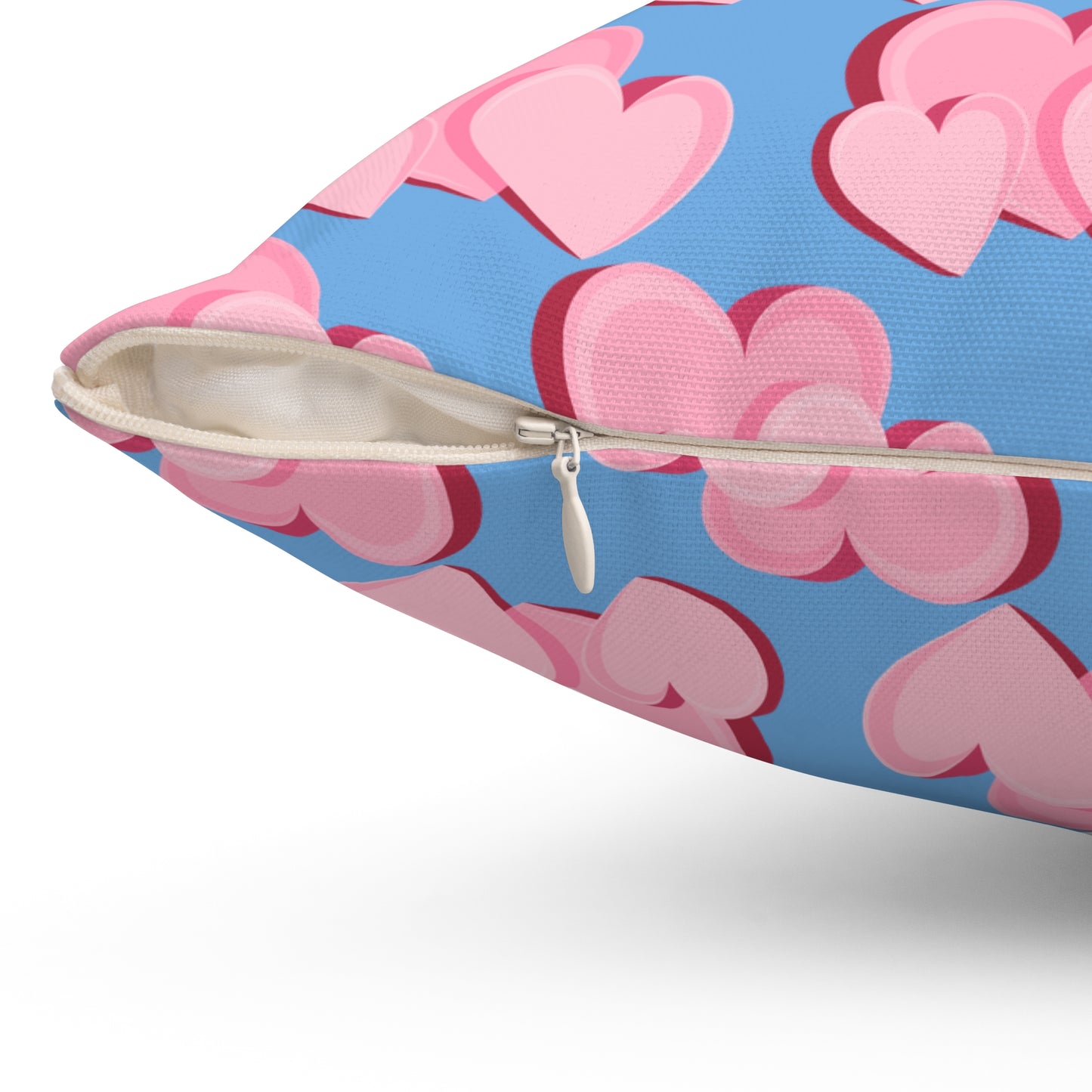Almohada decorativa azul con triple corazón Bliss