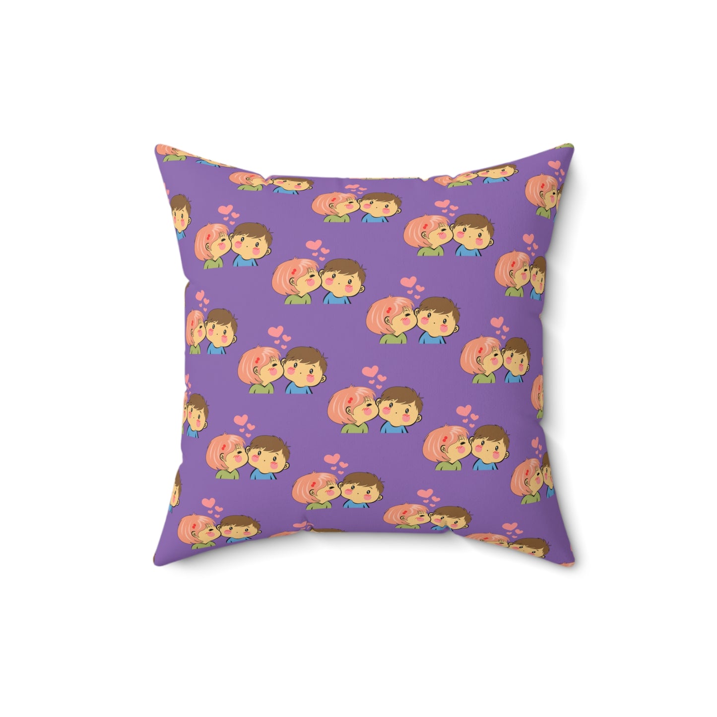 Abrazo de amor: almohada estampada con beso morado