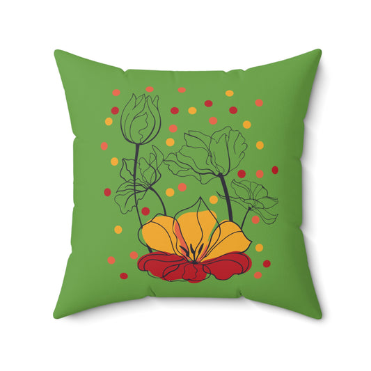 Almohada decorativa con diseño floral, decoración de habitación de 14 x 14 pulgadas, almohada verde para sofá, decoración de almohadas para interiores, almohada decorativa decorativa, almohada linda