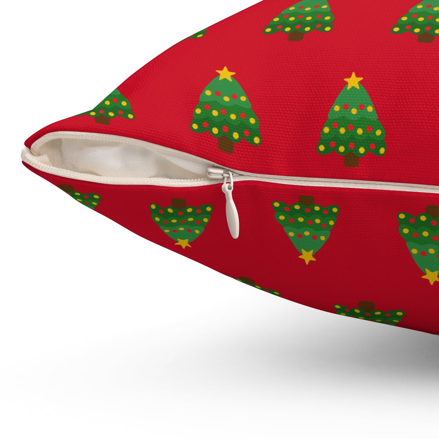 Cojín rojo con diseño de árbol de Navidad: decoración elegante y festiva para el hogar o la oficina