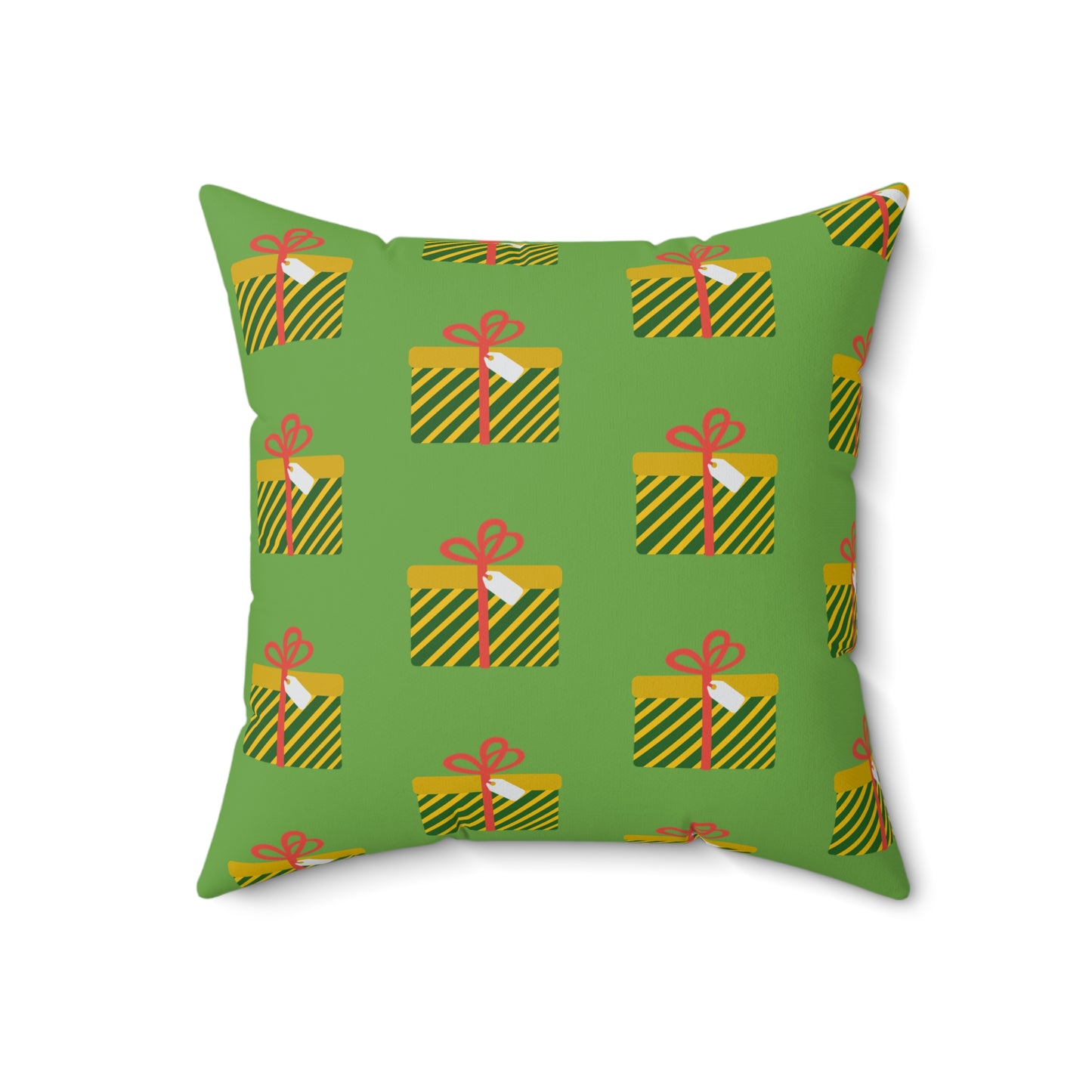 Cojín verde con diseño de regalo de Navidad: decoración alegre para el hogar o la oficina