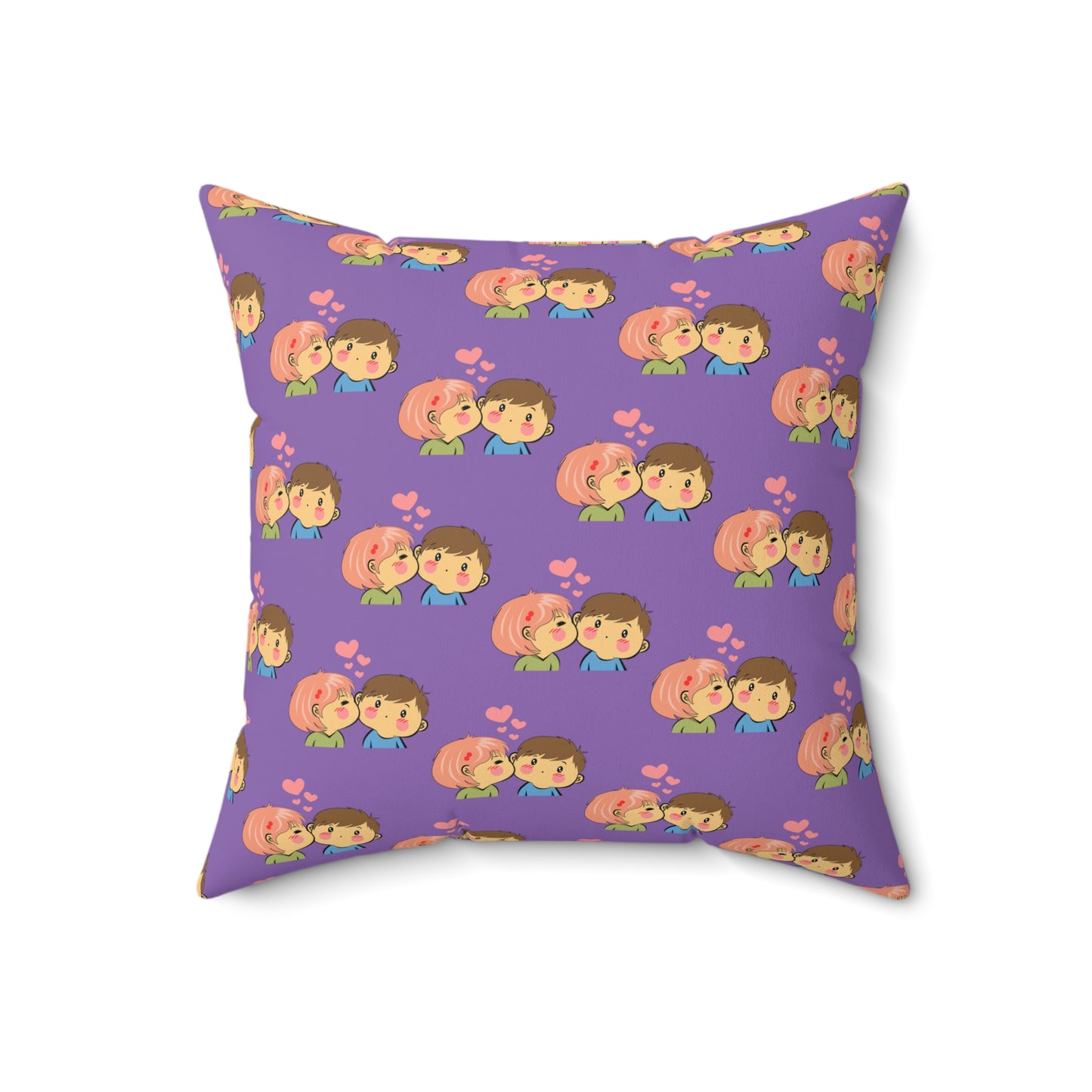 Abrazo de amor: almohada estampada con beso morado