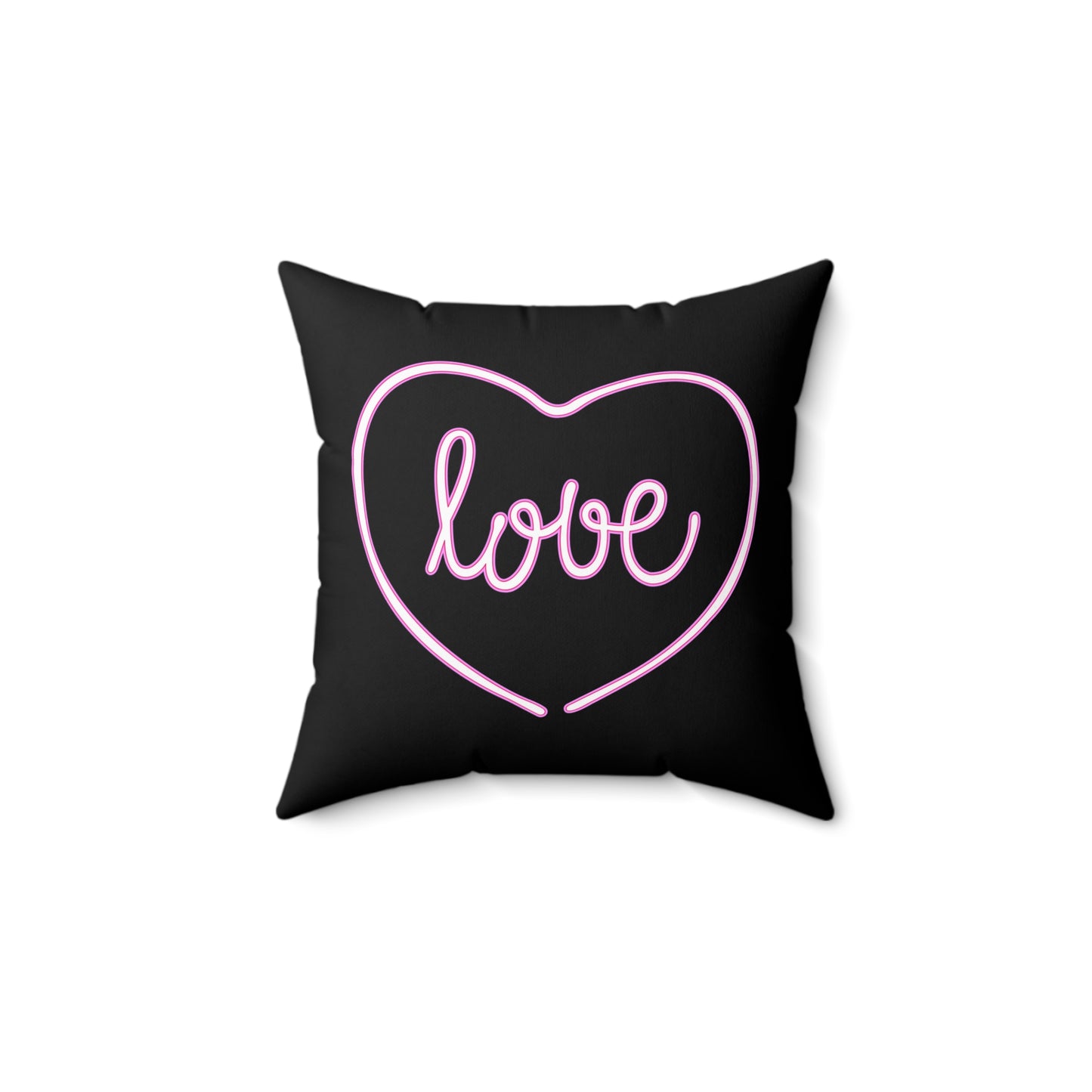 Cojín decorativo negro con latidos del corazón del amor