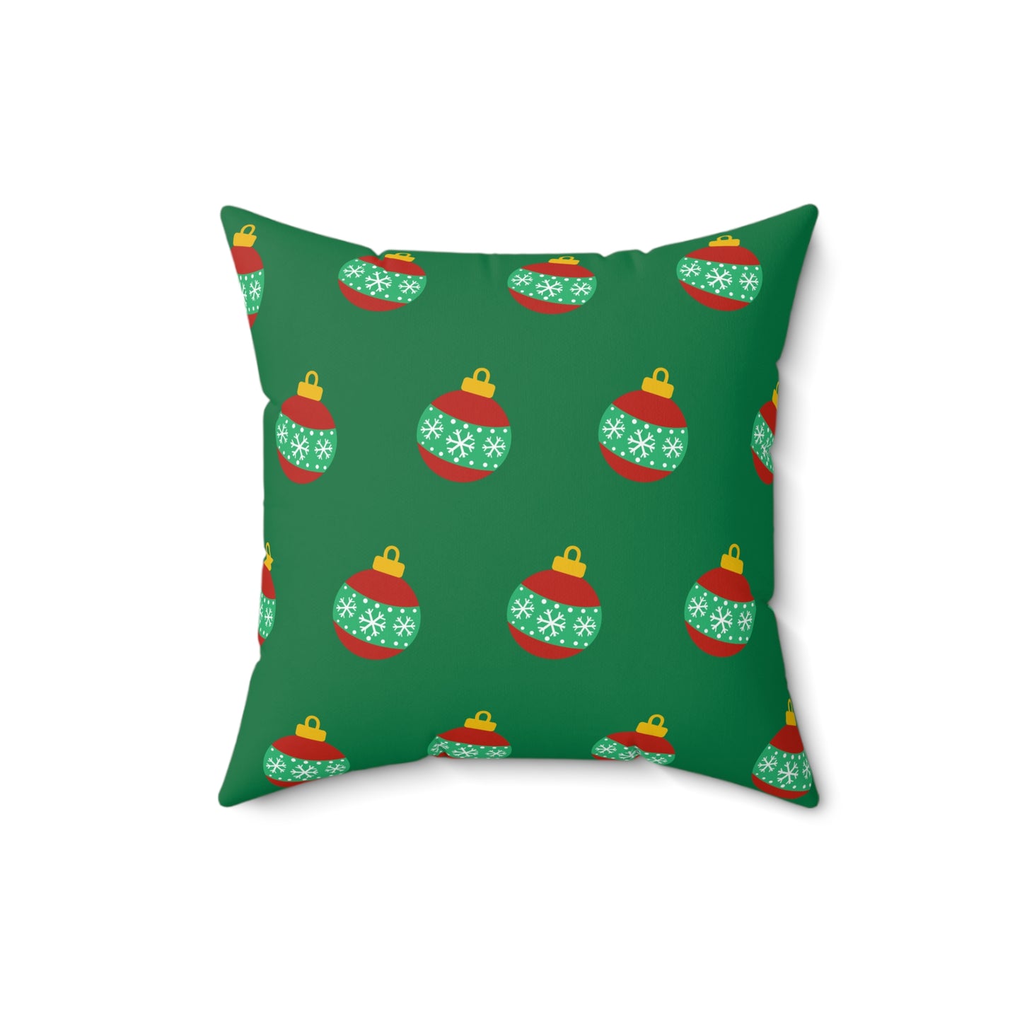 Cojín con diseño de bolas navideñas y alegría navideña: decoración festiva en rojo y verde para el hogar o la oficina
