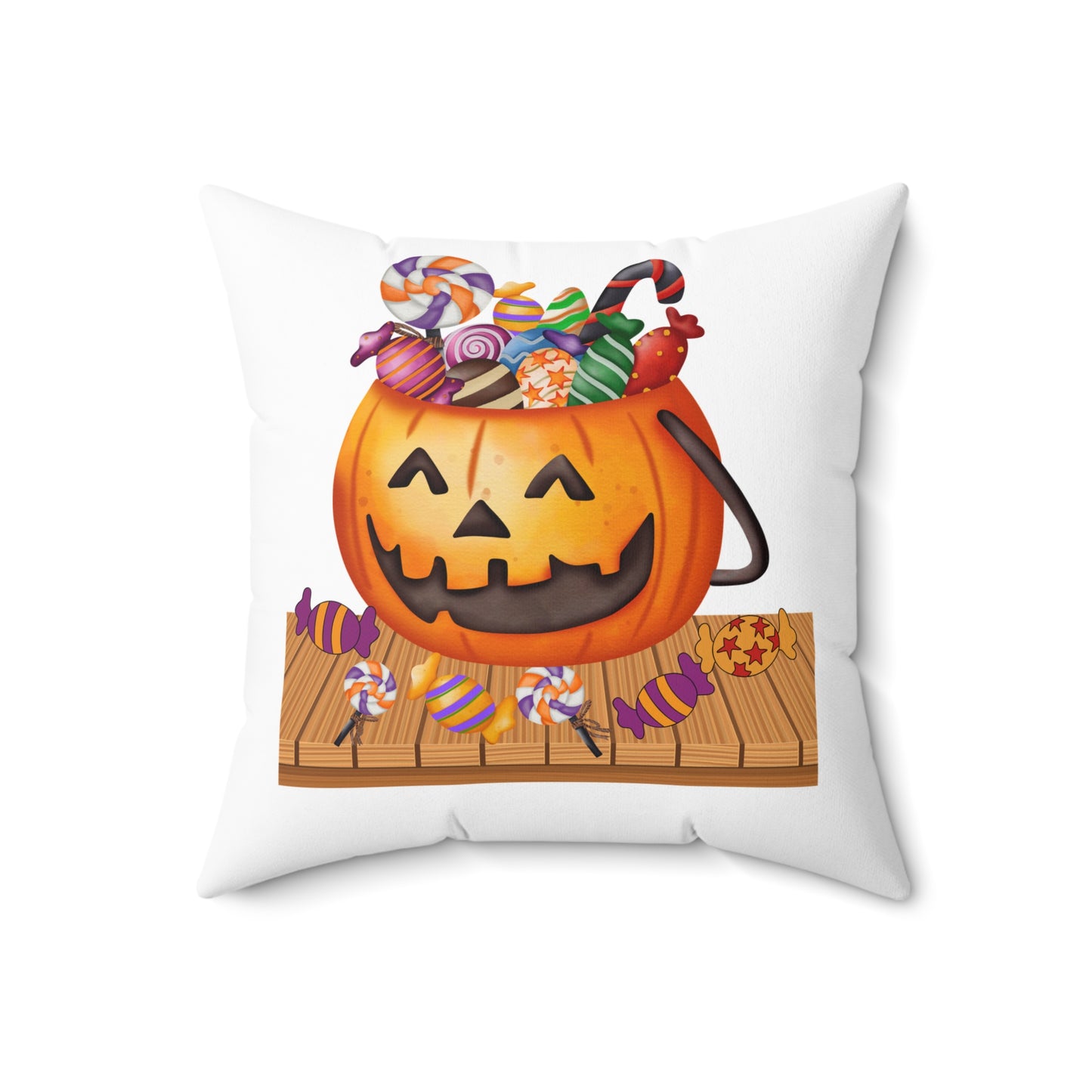 Almohada decorativa de Halloween con forma de linterna de Jack-O-Lantern y caramelos, decoración de habitación de Halloween, almohada decorativa espeluznante, almohada decorativa de 18 x 18