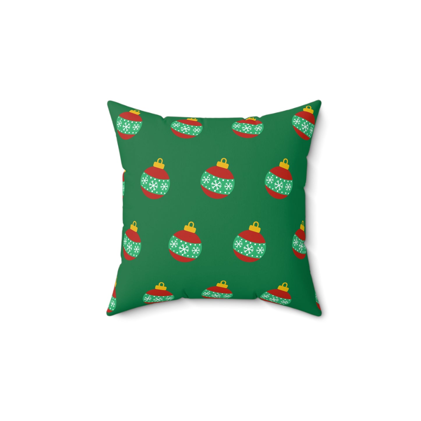 Cojín con diseño de bolas navideñas y alegría navideña: decoración festiva en rojo y verde para el hogar o la oficina