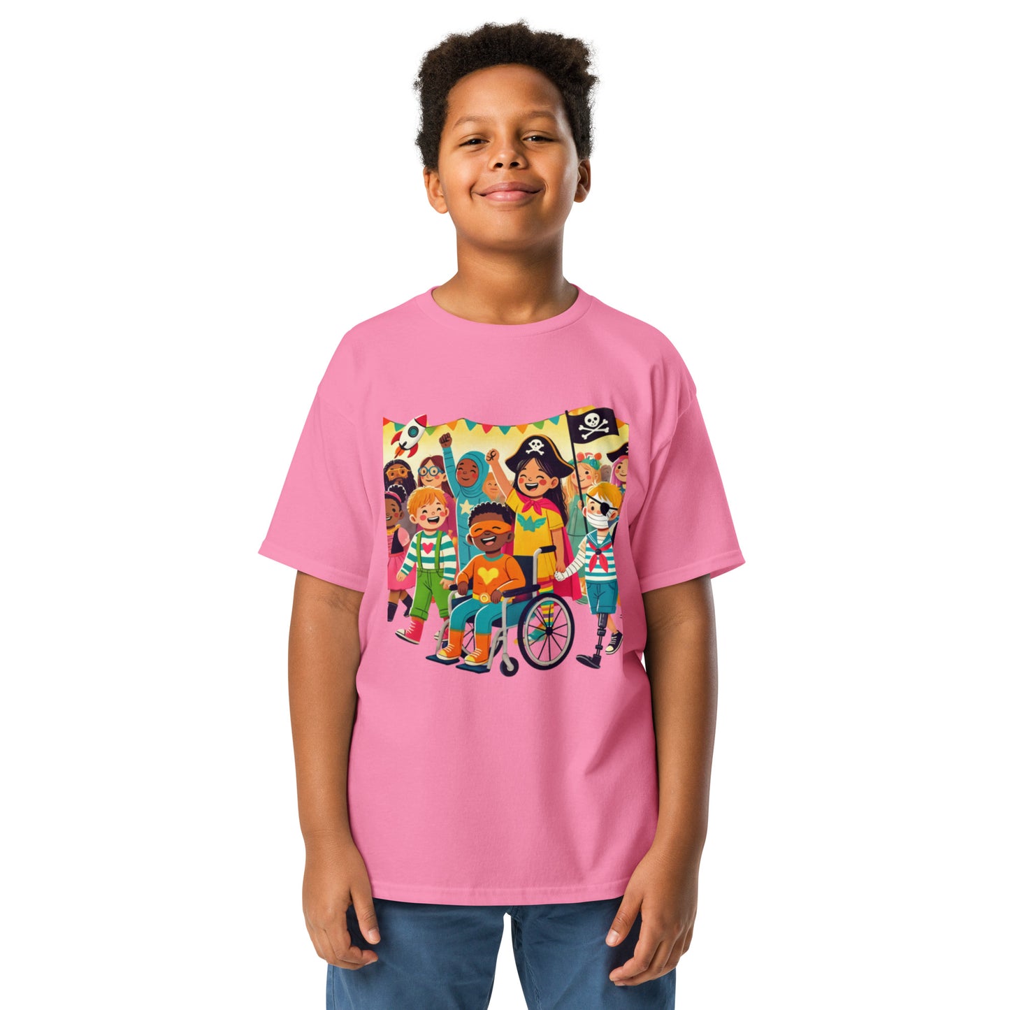 “Celebrate Together” Inclusive Halloween T-Shirt – Fun and Diverse Kids’ Costume Design