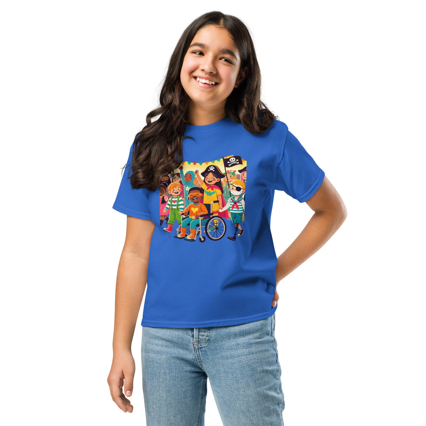 “Celebrate Together” Inclusive Halloween T-Shirt – Fun and Diverse Kids’ Costume Design