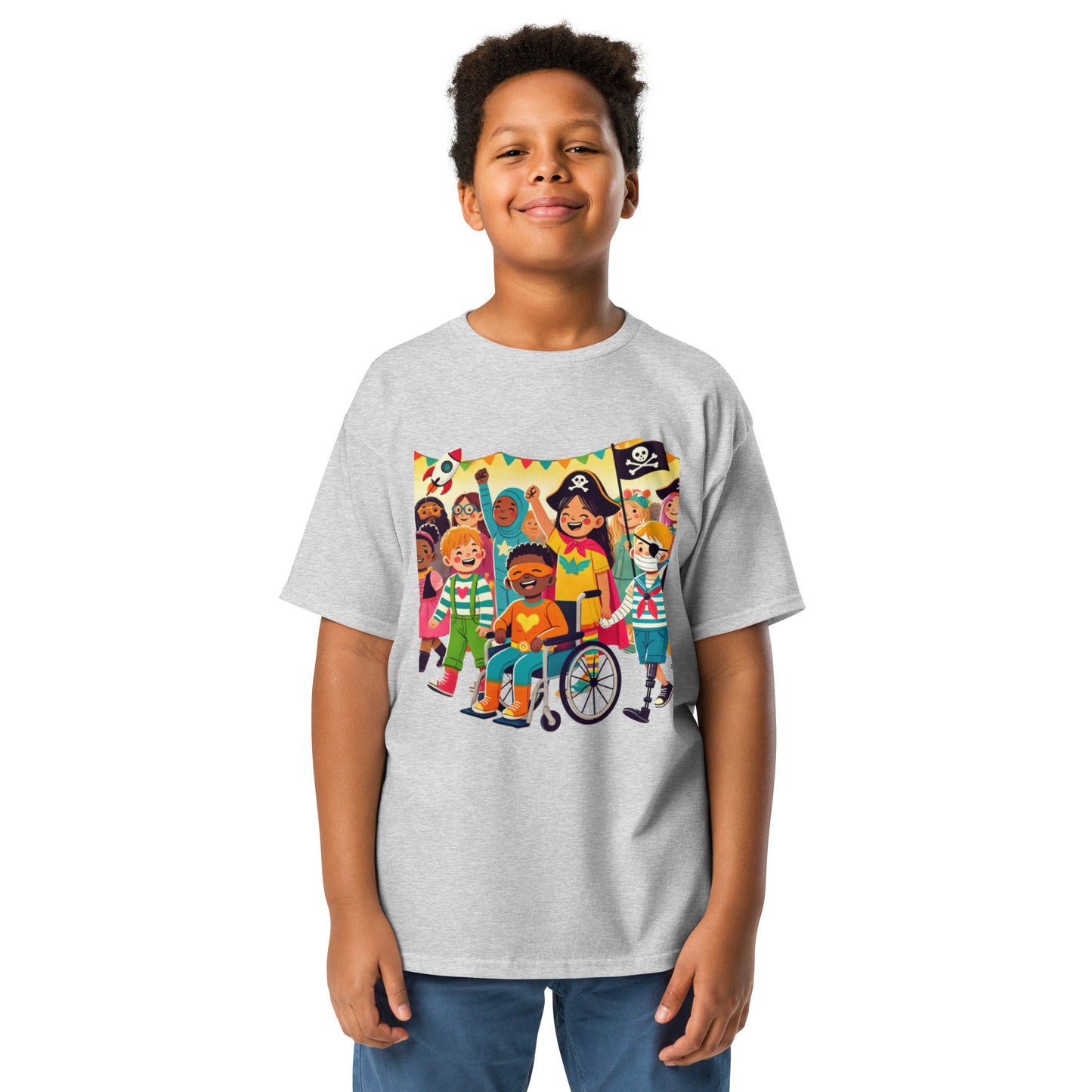 “Celebrate Together” Inclusive Halloween T-Shirt – Fun and Diverse Kids’ Costume Design
