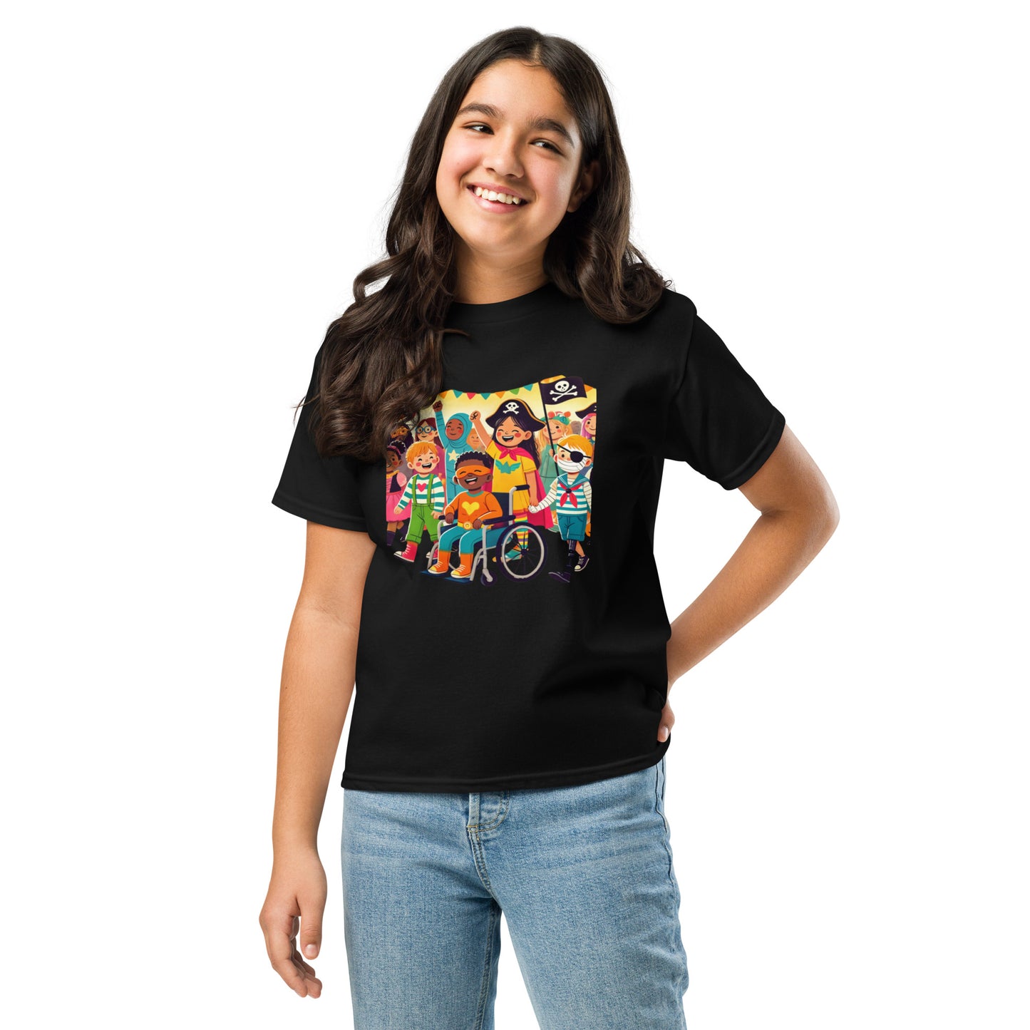 “Celebrate Together” Inclusive Halloween T-Shirt – Fun and Diverse Kids’ Costume Design