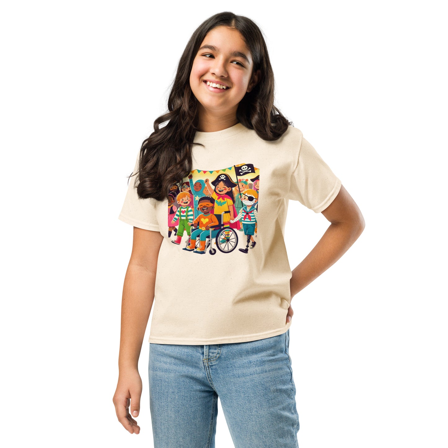 “Celebrate Together” Inclusive Halloween T-Shirt – Fun and Diverse Kids’ Costume Design