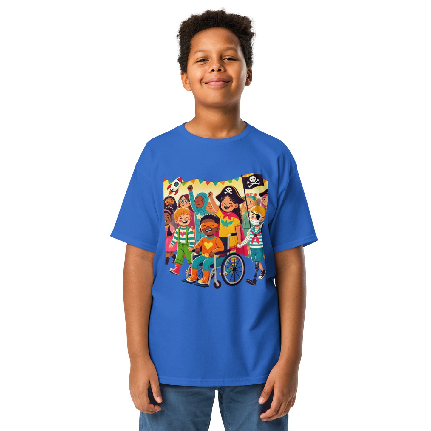 “Celebrate Together” Inclusive Halloween T-Shirt – Fun and Diverse Kids’ Costume Design